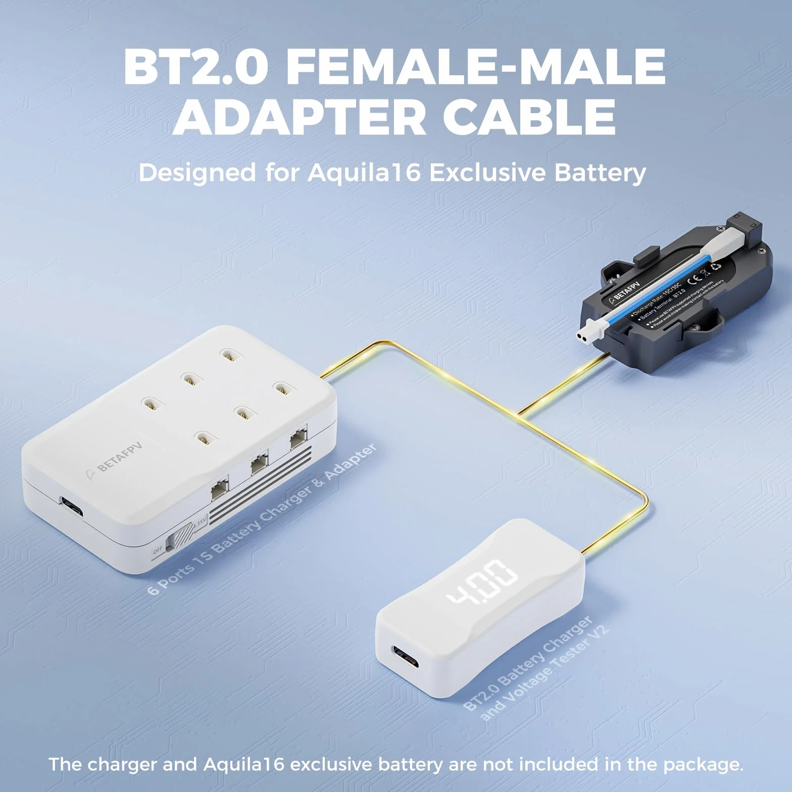 BETAFPV 5 sztuk ekskluzywnych mebli Aquila16, adapter wtyczkowy BT2.0 z gniazdem 55 mm, złącze 22 AWG BT2.0, kompatybilne z ekskluzywnym akumulatorem Aquila16, bezproblemowe ładowanie za pomocą 6