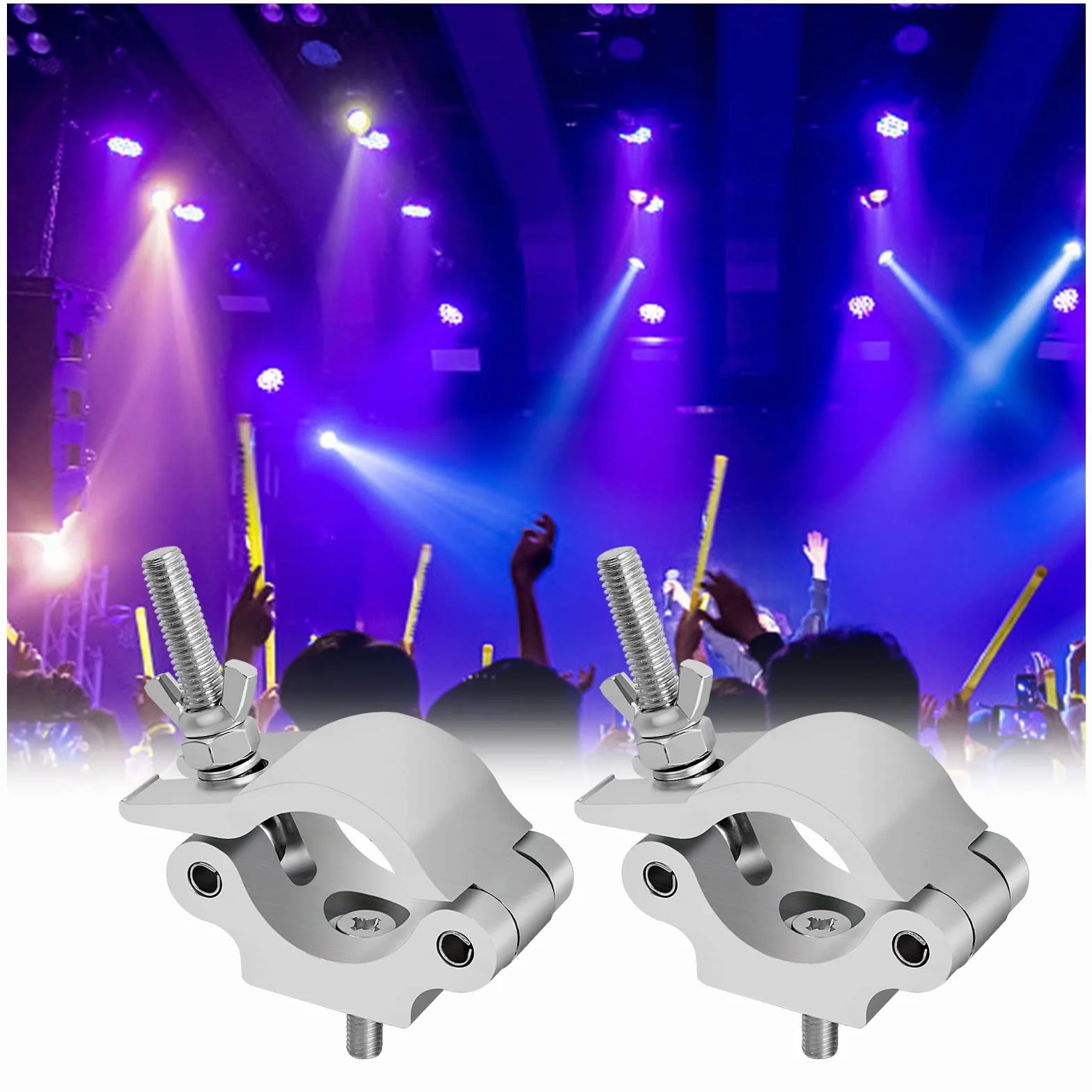 2 sztuki uchwytów zaciskowych typu O, ze stopu aluminium, do montażu na trawersie 38-54 mm, do połowy pary, do oświetlenia scenicznego DJ, akcesoria Truss do reflektorów Par Light, obciążenie 150 kg