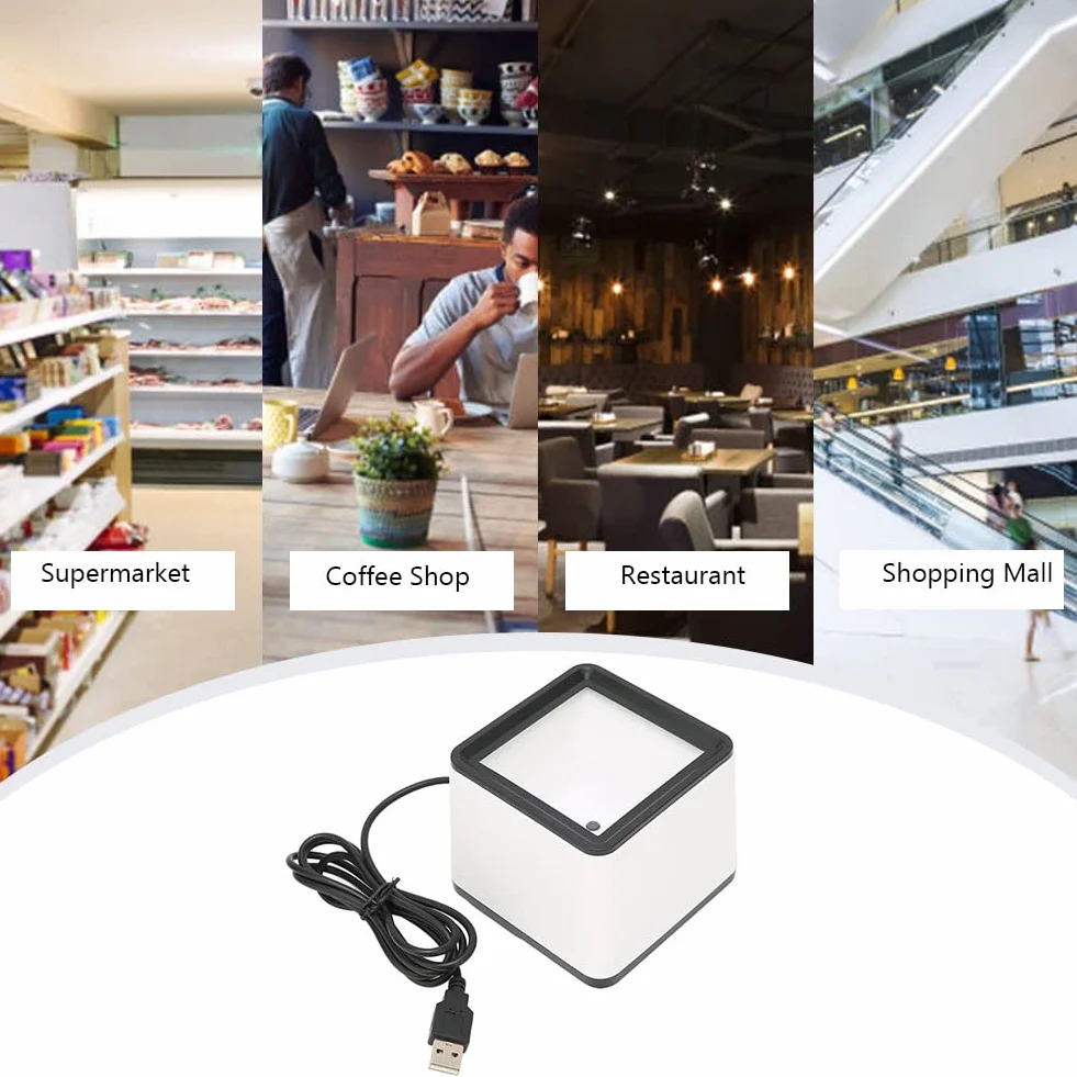Skaner Kodów Kreskowych 1D 2D QR, Wielokierunkowy Skaner Kodów Kreskowych na Biurko, Automatyczny Czytnik Kodów Kreskowych Bez Użycia Rąk, dla Supermarketów, Biblioteki, Sklepu Detalicznego
