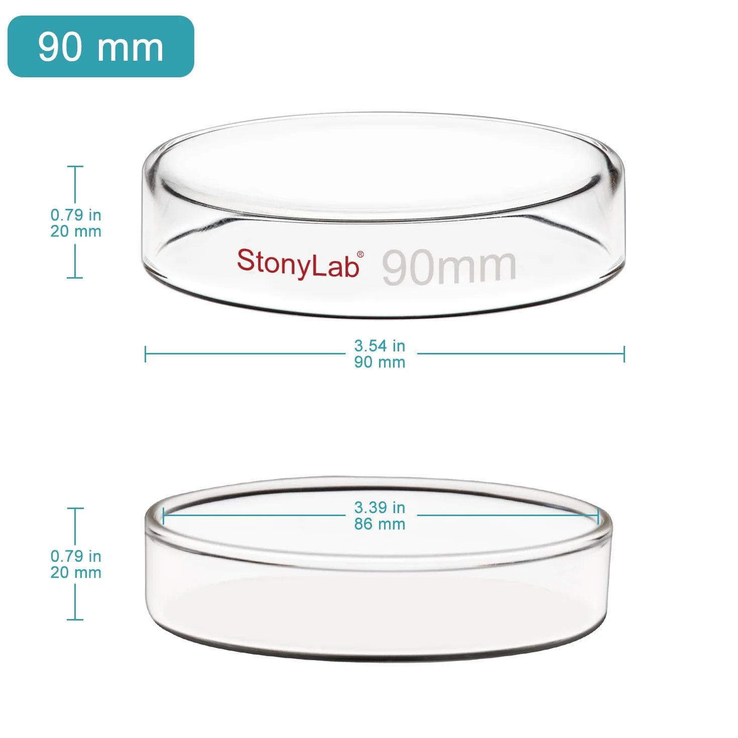 stonylab 10 szt. szklanych naczyń Petri, 90 x 20 mm, autoklawowalne naczynia ze szkła borokrzemowego do hodowli komórek naczynia Petri z przezroczystą pokrywką do laboratorium