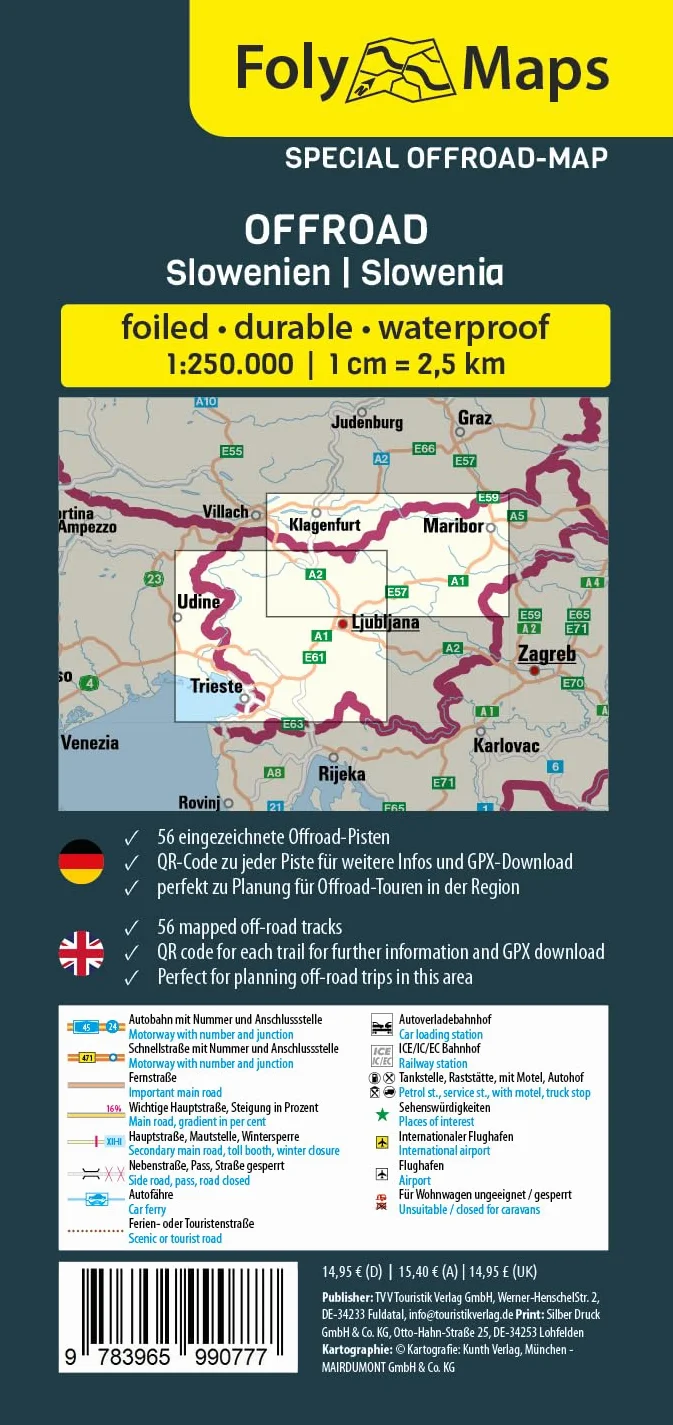 FolyMaps OFFROAD Slovenia 1:250 000: Special map with 56 off-road tracks