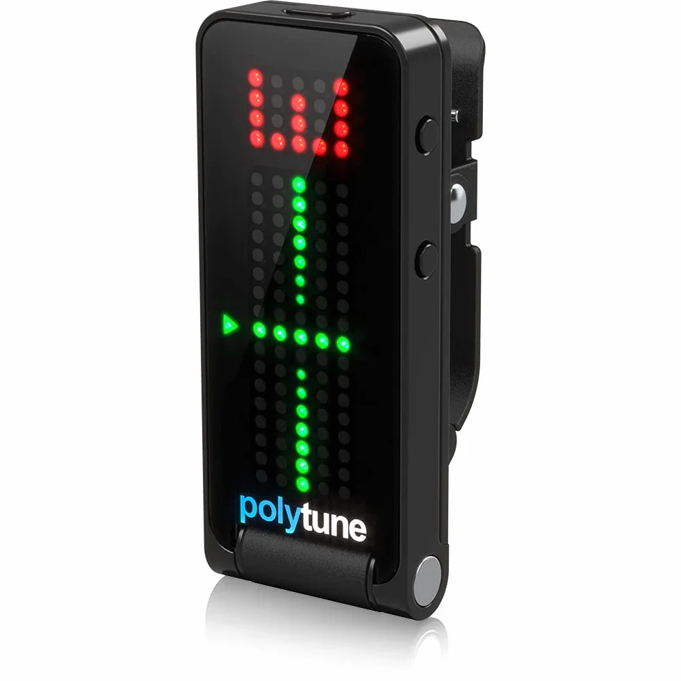 TC Electronic POLYTUNE CLIP tuner Clip-On z trybami polifonicznymi, stroboskopowymi i chromatycznymi oraz wyświetlaczem matrycowym 108 LED dla najlepszej wydajności strojenia