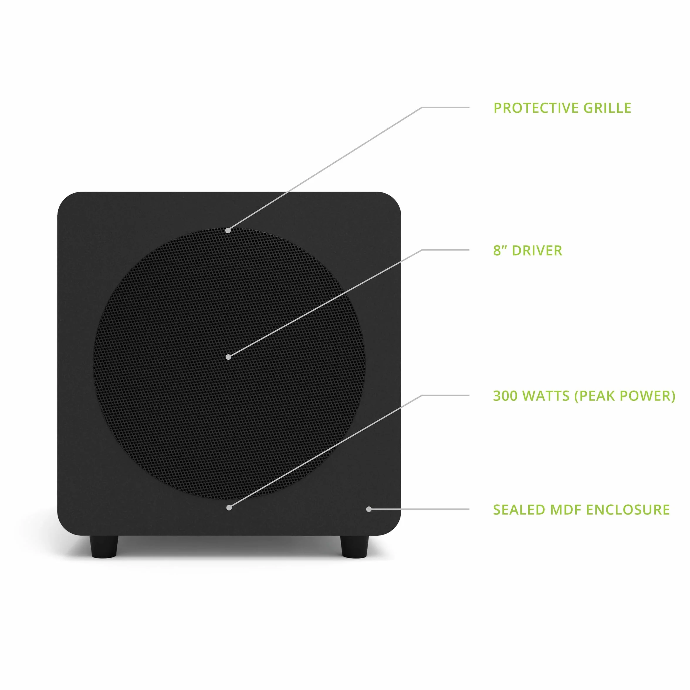 Kanto SUB8 8-inch Sealed Powered Subwoofer (Matte Black)
