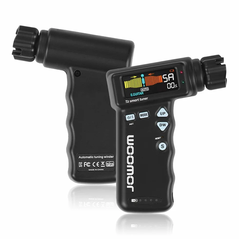 T2 wielofunkcyjny inteligentny stroik gitarowy Peg String Winder do gitary ukulele strojenie chromatyczne wbudowany akumulator litowy, automatyczny system tuningu