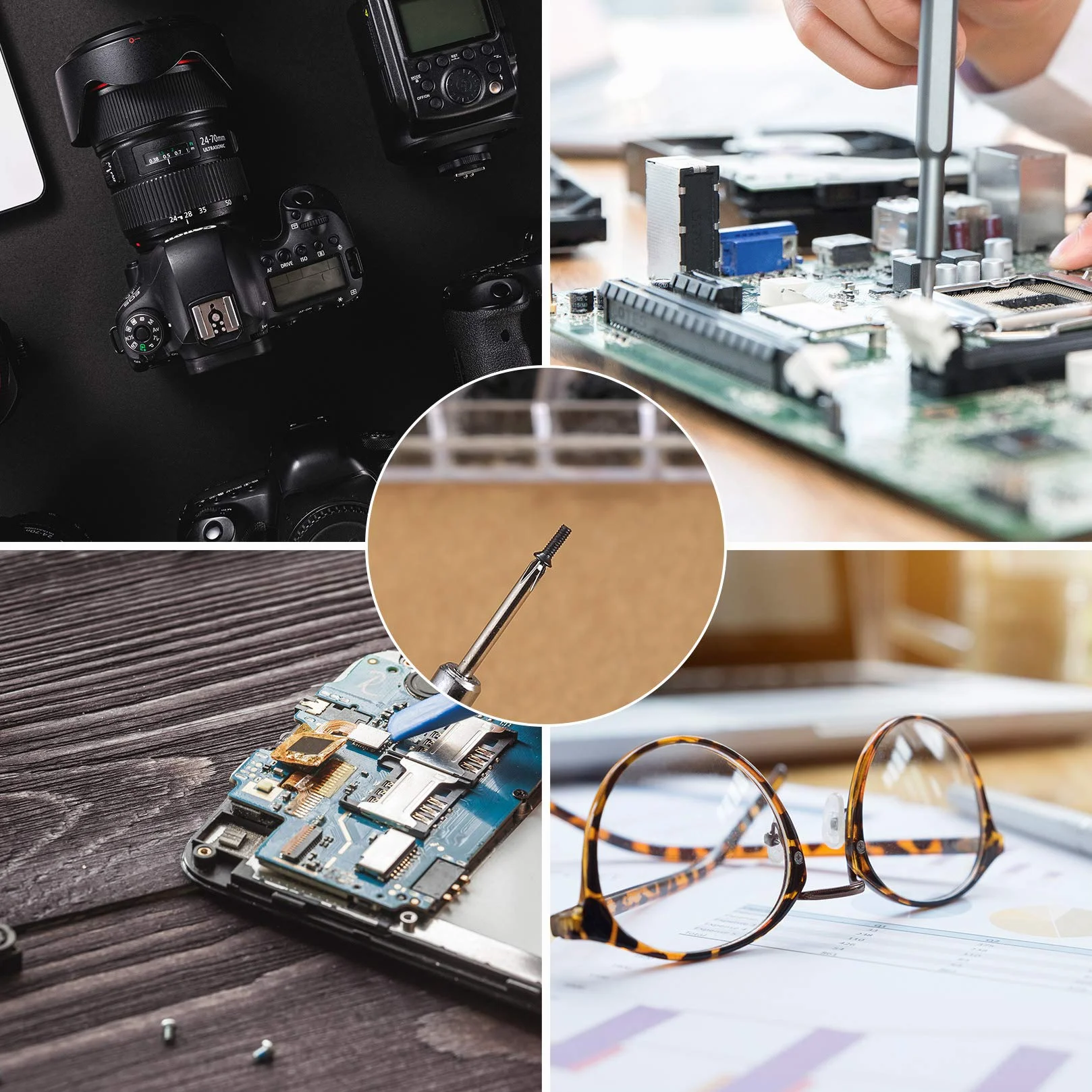 Vwoqiy Zestaw 500 sztuk mikro śrub naprawczych, małe śruby ze stali węglowej, elektroniczne śruby do okularów, laptopa, biżuterii, naprawy zegarków, ze śrubokrętem