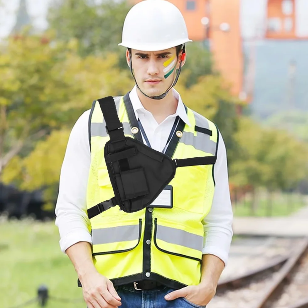 Uniwersalna Torba Na Klatkę Piersiową Z Radiem, Futerał Na Walkie-talkie Przednia Torba Z Zestawem Głośnomówiącym Pokrowiec Regulowany Nylonowy Pasek Na Ramię Dwukierunkowy Uchwyt Na Radio Wodoodporny