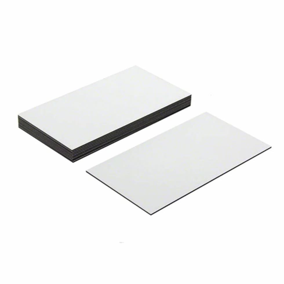 MagFlex® Lite elastyczne błyszczące białe etykiety magnetyczne do tworzenia tablic Scrumboardów, zdejmowane i wymienne etykiety, długość 89 mm x 51 mm szerokości, 10 sztuk