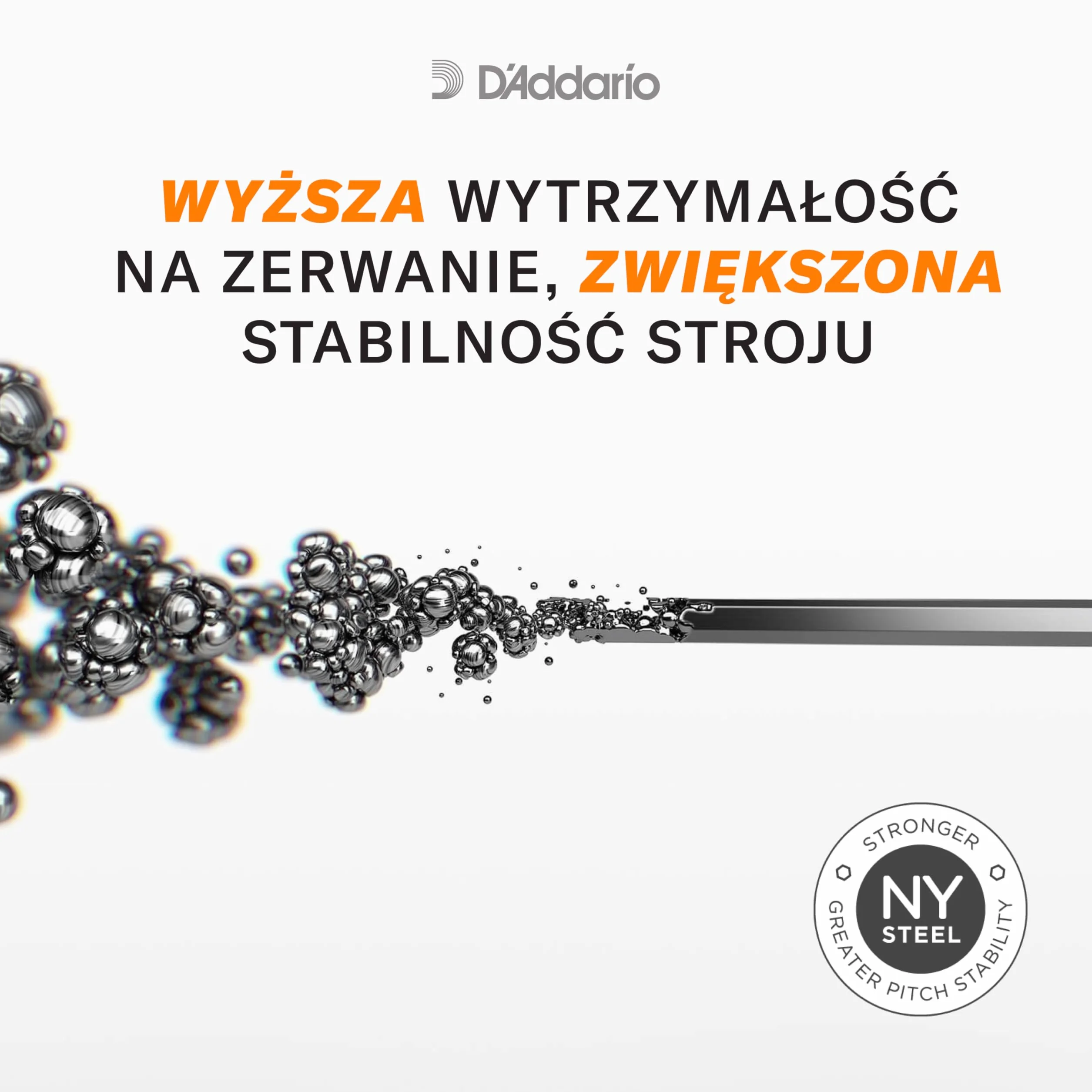 D'Addario NYXL45125 struny basowe NYXL, niezrównana wytrzymałość, stabilność stroju, poprawiona reaktywność, do 5-strunowych gitar basowych, 45-125 naciąg lekkie wioliny średnie basy, długa menzura