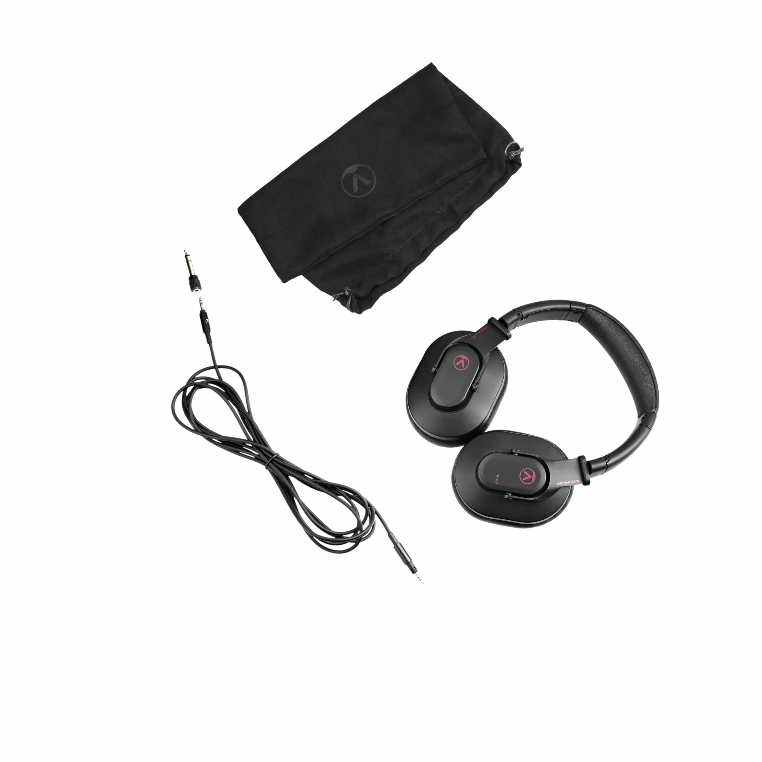 Słuchawki nauszne Austrian Audio Hi-X20, profesjonalne słuchawki (konstrukcja zamknięta, przetworniki Hi-X, nauszniki z pianki z pamięcią kształtu, składana konstrukcja, odłączany kabel), czarne