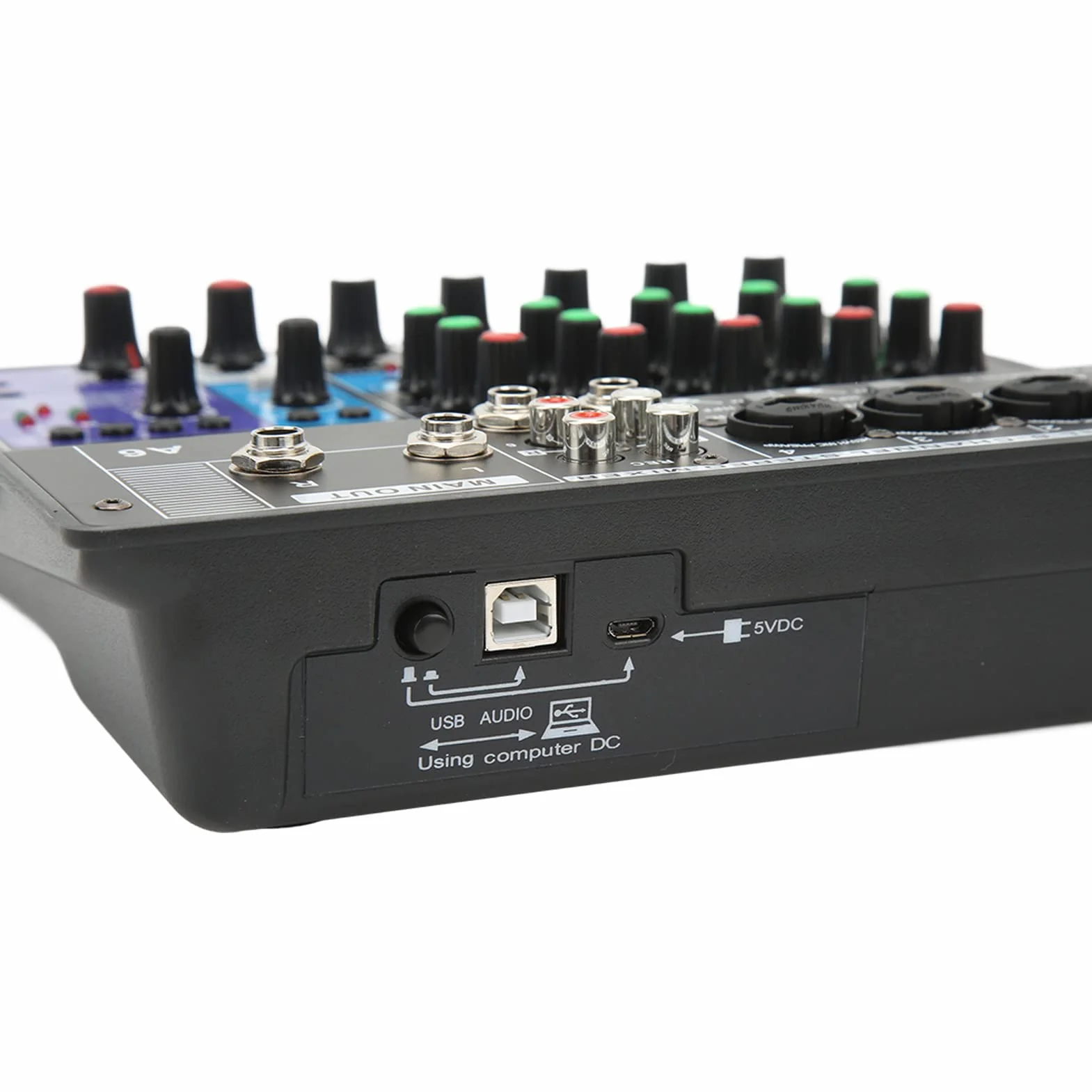 Mikser Audio 6-kanałowy, Mikser Audio Karta Dźwiękowa Konsola, Interfejs Audio USB Mikser Karta Dźwiękowa BT Biurko Nagrywanie Głosu Mini Mikser do Domowej Produkcji Muzyki na żywo