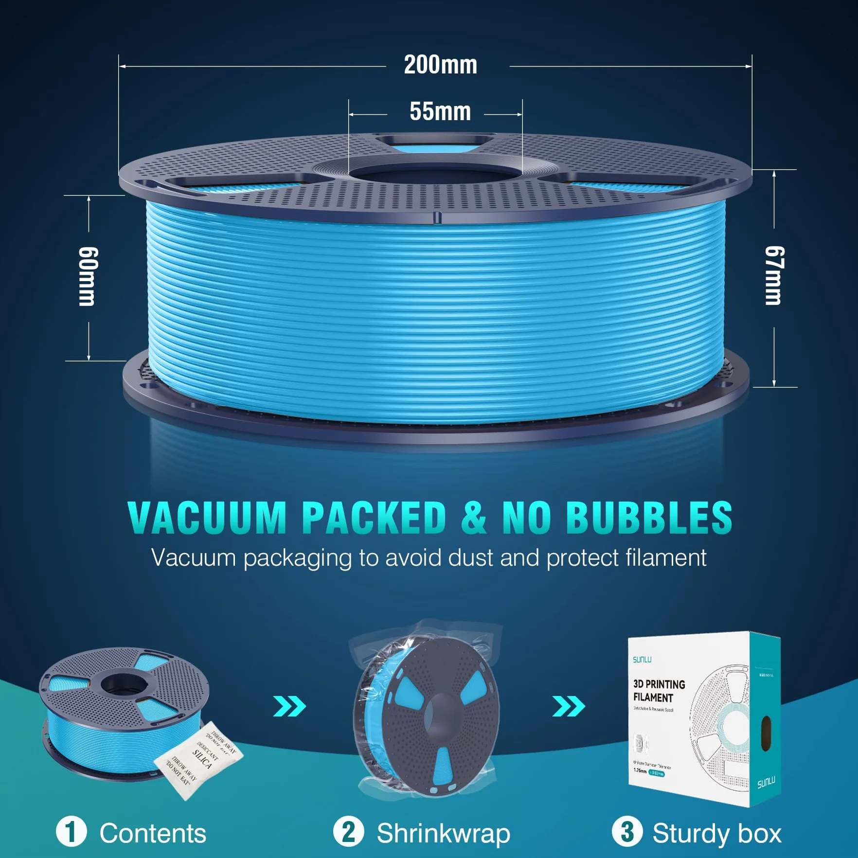 SUNLU Filament PLA+ 1,75 mm, zwiększona trwałość i wysoka wytrzymałość, filament do drukarki 3D PLA Plus FDM, szpula 1 kg, PLA + drewno (dąb)