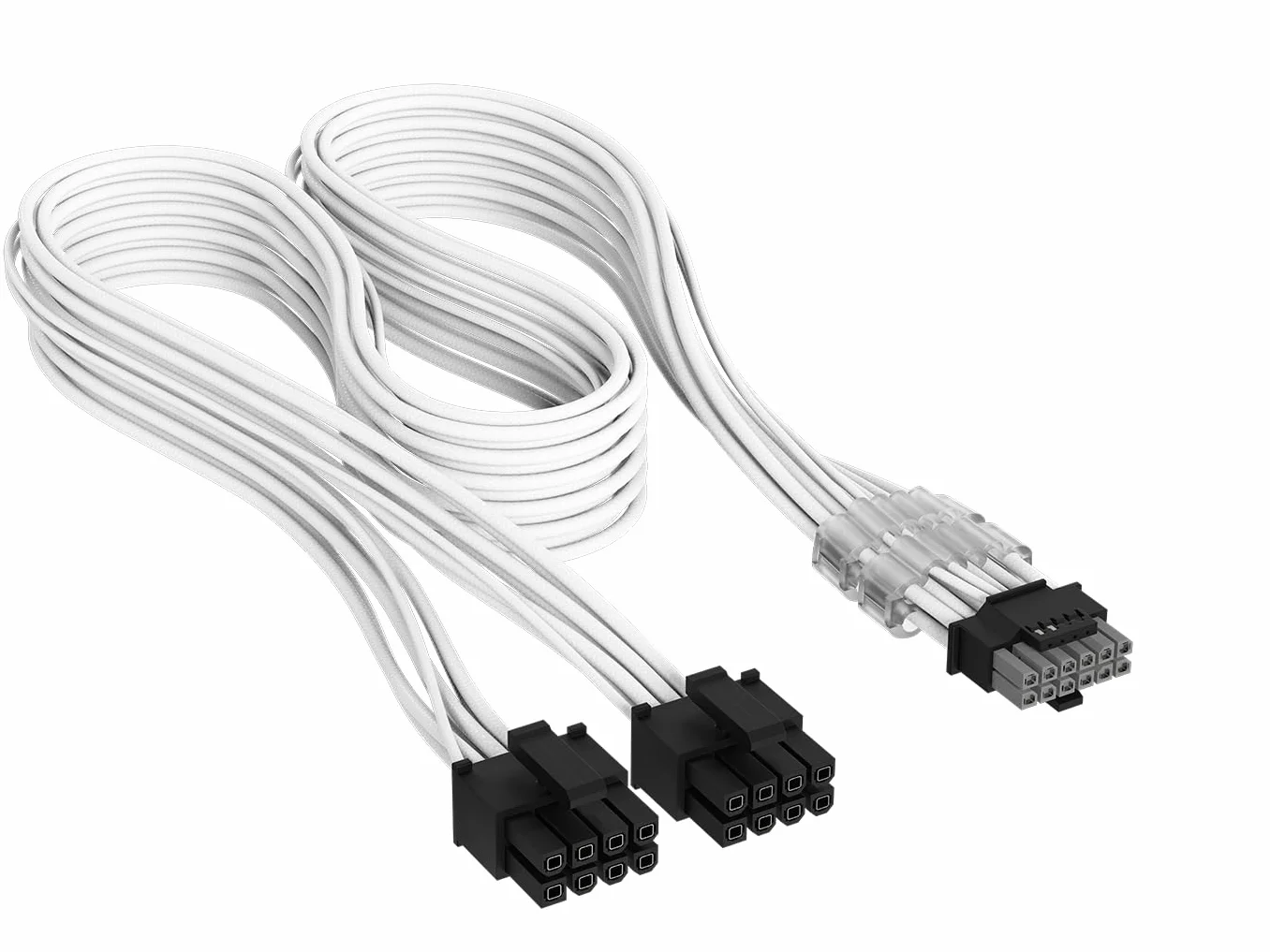CORSAIR Elite Premium typ 4 kabel PSU 2 x 8-pinowy do PCIe 12 V-2 x 6 600 W, trójwarstwowy wzór Paracord, płaskie grzebienie do kabli, kompatybilny z zasilaczami Corsair typu 4, biały