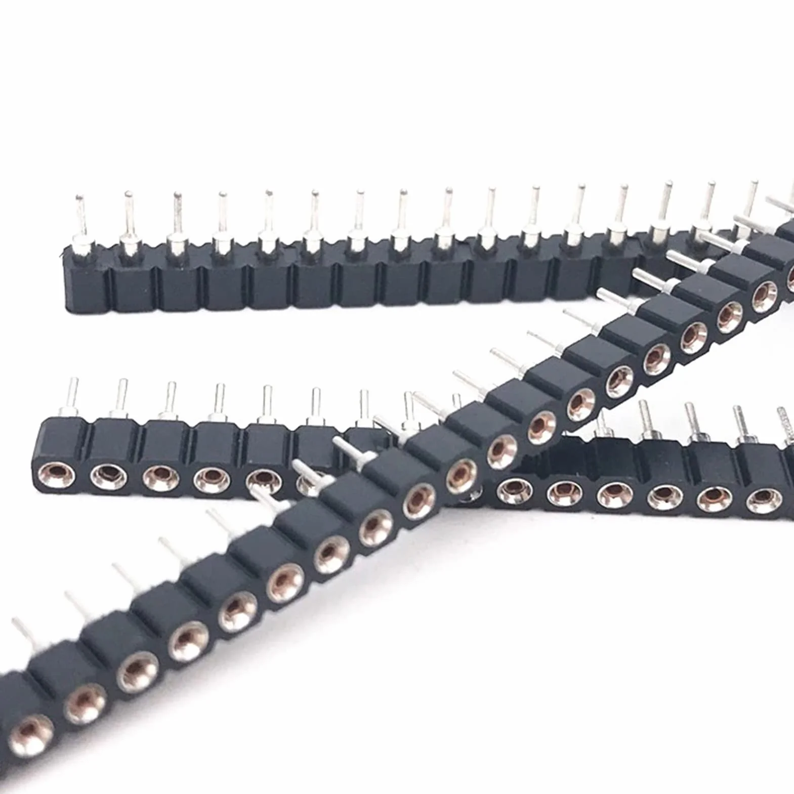 BuyWeek Listwa zasilająca cyna, 5 sztuk 1x40P 2,54 mm okrągły otwór jednorzędowa listwa zasilająca 40Pin PCB IC Crystal Socket Connector