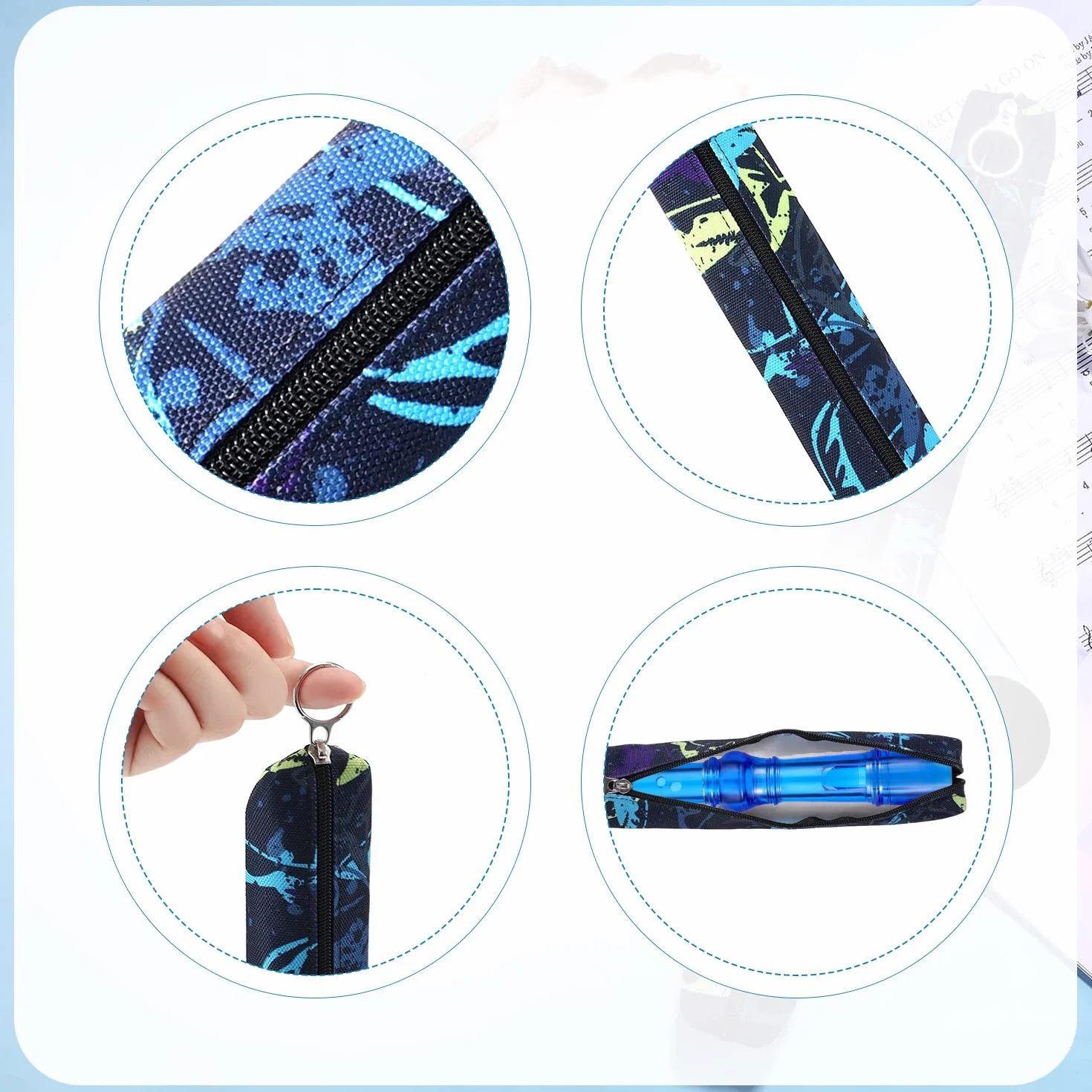 Torba do przechowywania fletu, długość 33 cm, zapinana na zamek flet i torba Piccolo, przenośna, nadająca się do prania, etui na flet, torba na pionowe flety (styl 1)
