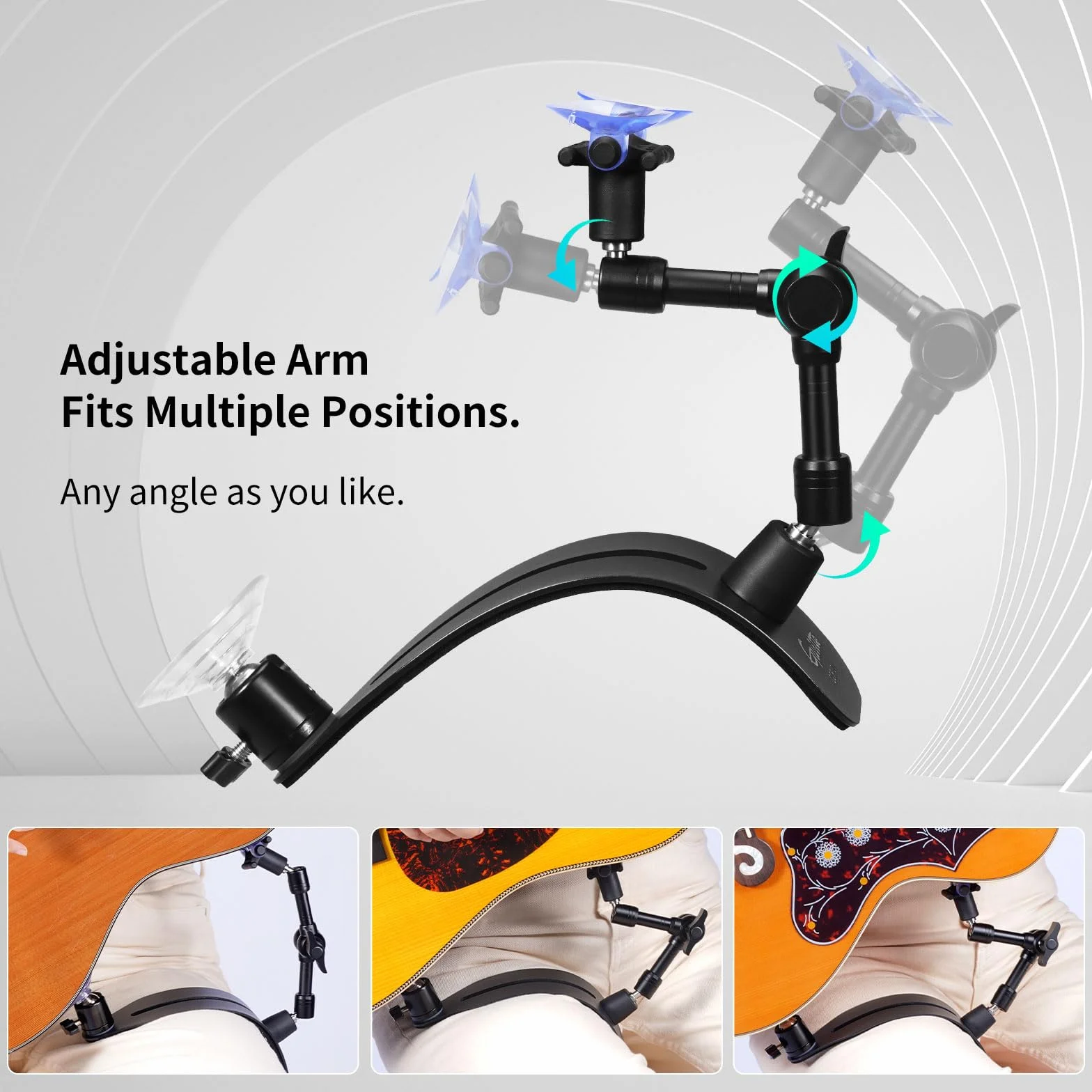 GUITTO Podpórka do Gitary Klasycznej – Ergonomiczny Stabilizator z Szybką Regulacją Kąta (System Blokady), Uniwersalna do Gitar Akustycznych z Lakierowaną Powierzchnią (GGR-01)