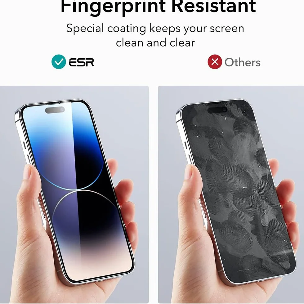 ESR Folia ochronna kompatybilna z iPhone 14 Pro, praktyczna ramka wyrównująca, wojskowa ochrona, bardzo wytrzymała, odporna na zarysowania, 3 sztuki