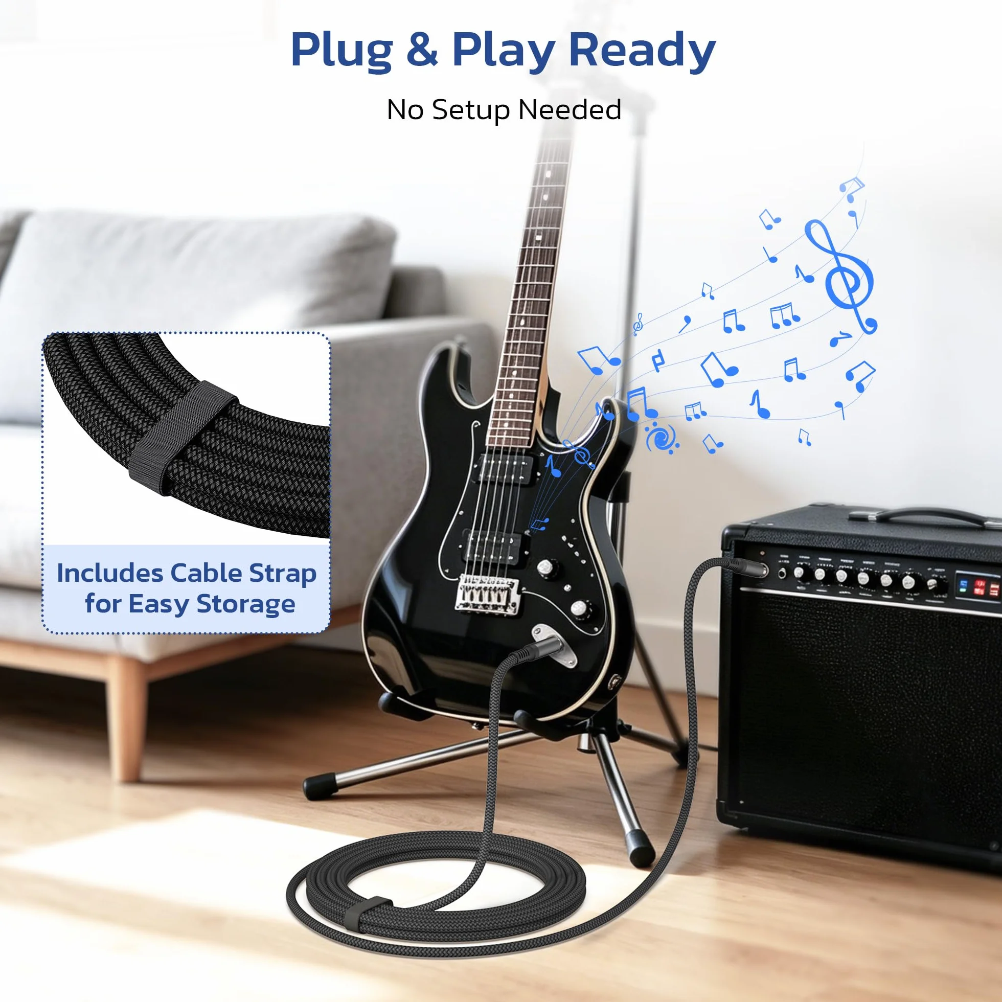 RUXELY Kabel instrumentu 6,35 mm TRS 1M 2-Pack, Lead Balansowany Stereo Audio 1/4 Cal męski 6.3 Jack,Cord 6.35 do gitary elektrycznej,bas,Klawiatura,Mikser,Wzmacniacz Amp,Głośnik