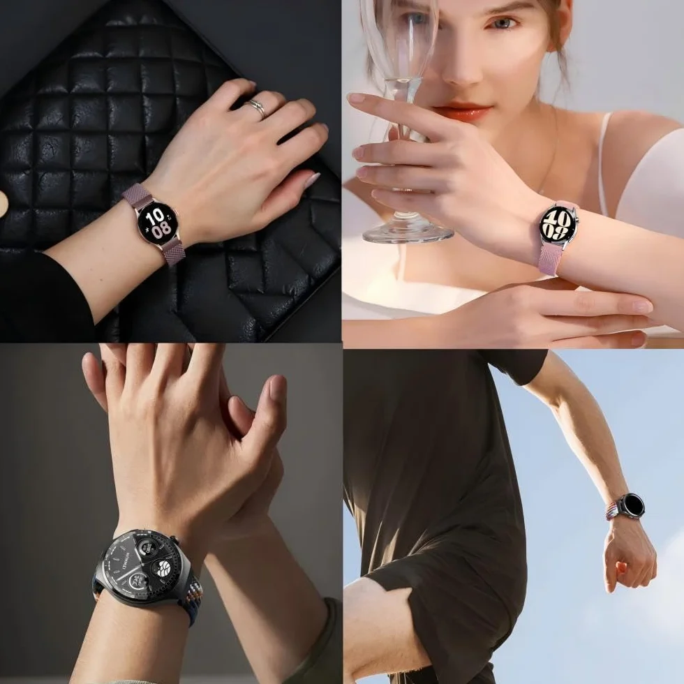 Pleciony pasek zamienny 20 mm do Samsung Galaxy Watch 7/6/5/4 Classic / 3 / FE/5 Pro / Watch Active 2 / Gear S2 Classic / sportowy, miękki pasek do zegarka