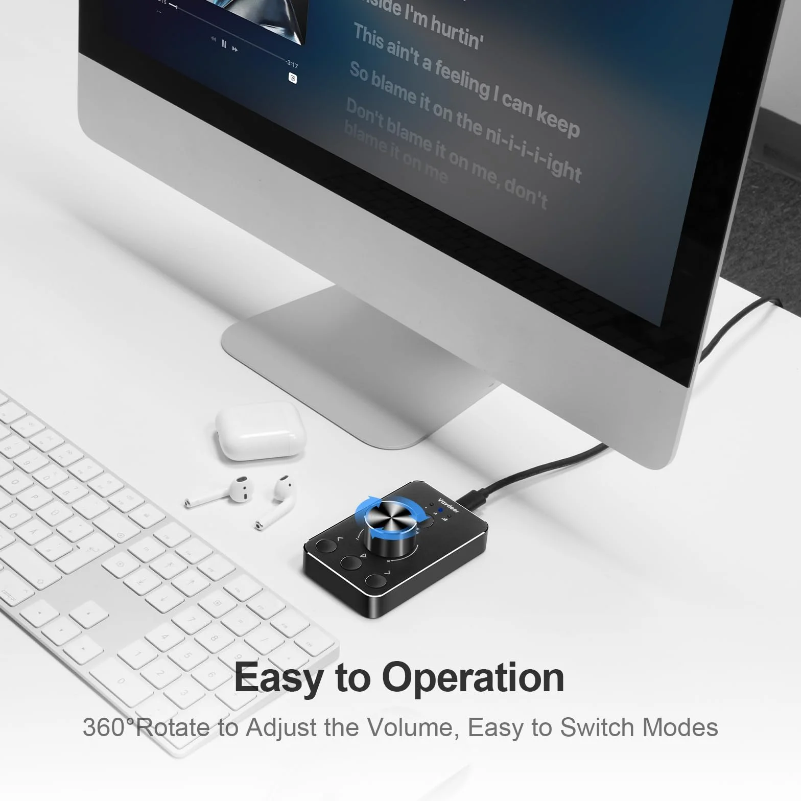 Vaydeer - Pomo de Control de Volumen USB con una tecla de Silencio para Ordenador, Ajuste de Audio, Control Remoto de Volumen de Audio, Compatible con WinXP/7/8 10/Vista/Mac/Linux