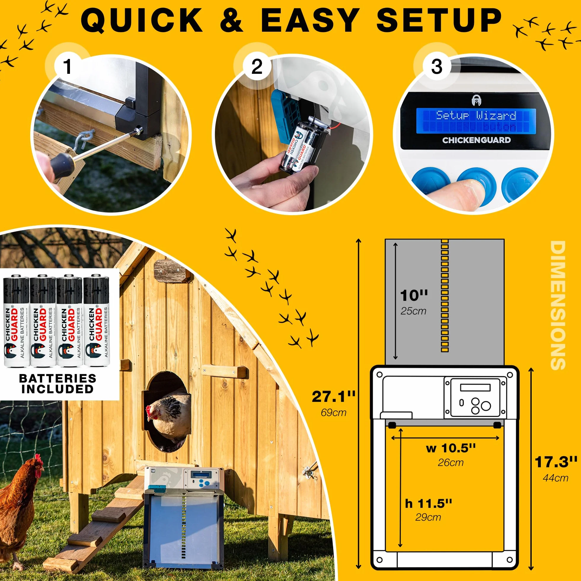 Automatyczny otwieracz do drzwi kurnika, ChickenGuard One we wszystkich 4 kolorach + zestaw paneli słonecznych, timer / czujnik światła, kompatybilny z bateriami/elektrycznie (szary + baterie)