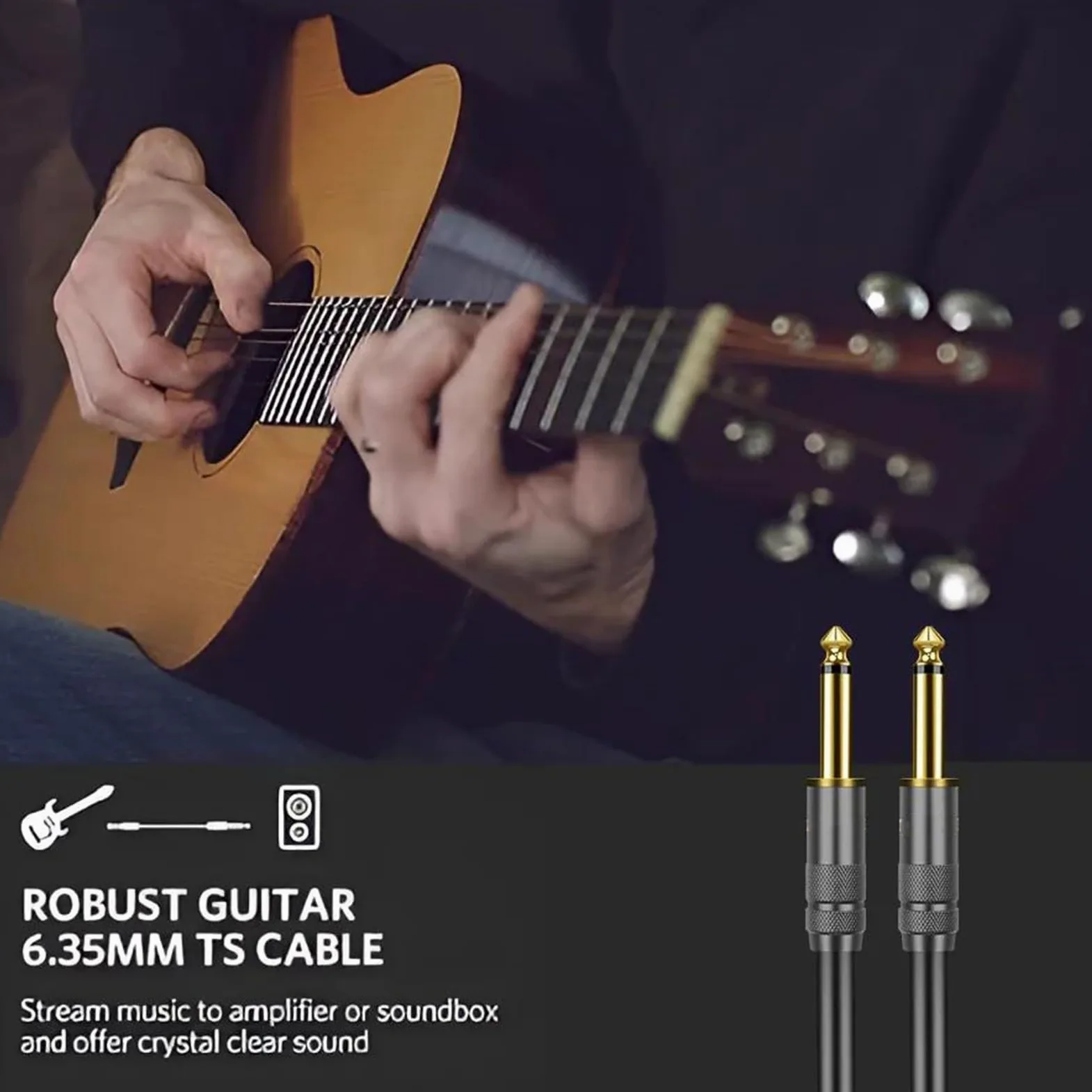 Kabel instrumentowy 1/4 Cala Prosty Kabel Instrumentalny 6,35 Mm Stereo Profesjonalny Kabel Gitarowy Do Gitary Basowej Wzmacniacza Klawiatury(Pack of 2,8m)