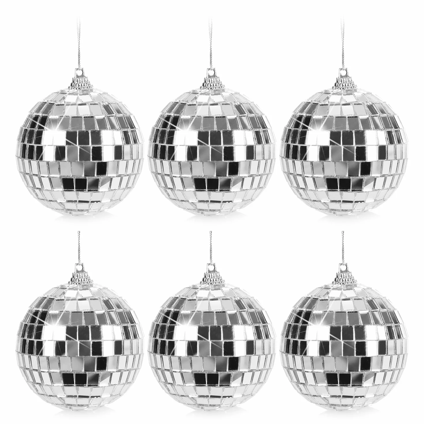 com-four® 6x Kula dyskotekowa - Kula lustrzana do zawieszenia - Kula dyskotekowa na impreze - Kula imprezowa na Sylwestra, urodziny, impreze tematyczna, Boze Narodzenie lub Halloween - Ø 7 cm (Ø 7cm)