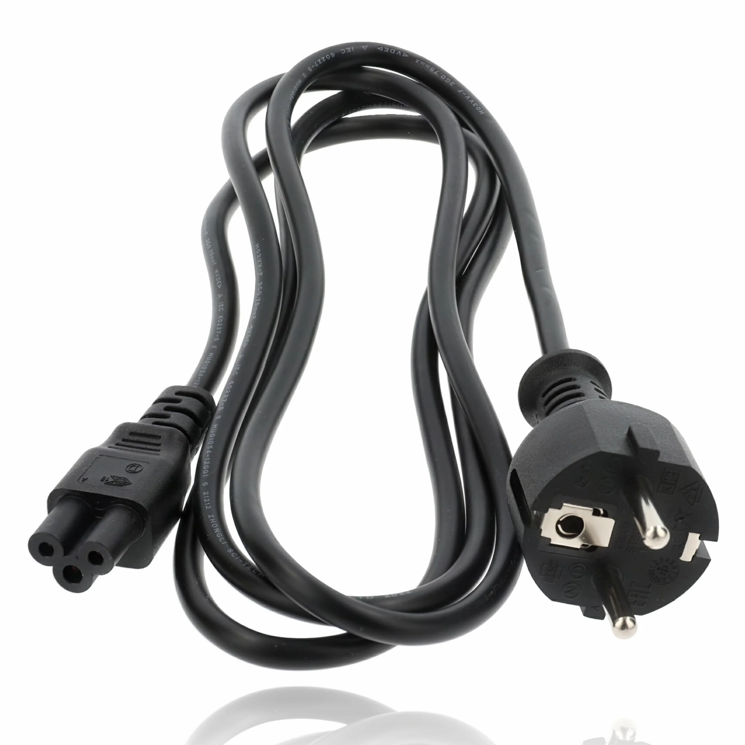 Kabel zasilający 3-biegunowy dla Dell, HP, Lenovo, Asus, Acer, Laptop, Ładowarka, TV, Drukarka, Projektor, Wyświetlacz ze stykiem ochronnym