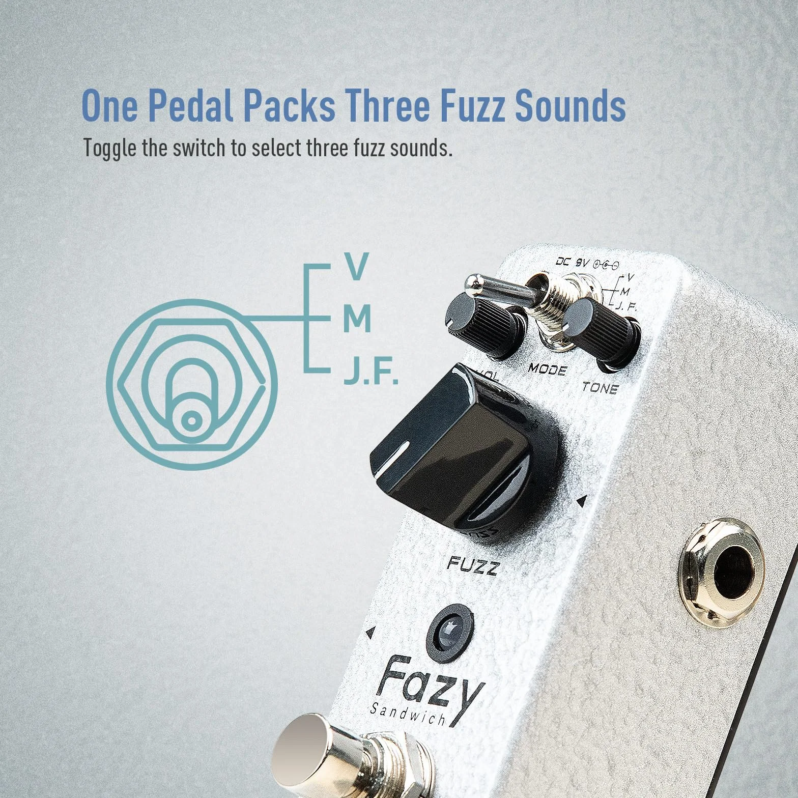 SONICAKE Fuzz klasyczny, analogowy efektów gitarowych z regulatorem tonu True Bypass Fazy Sandwich