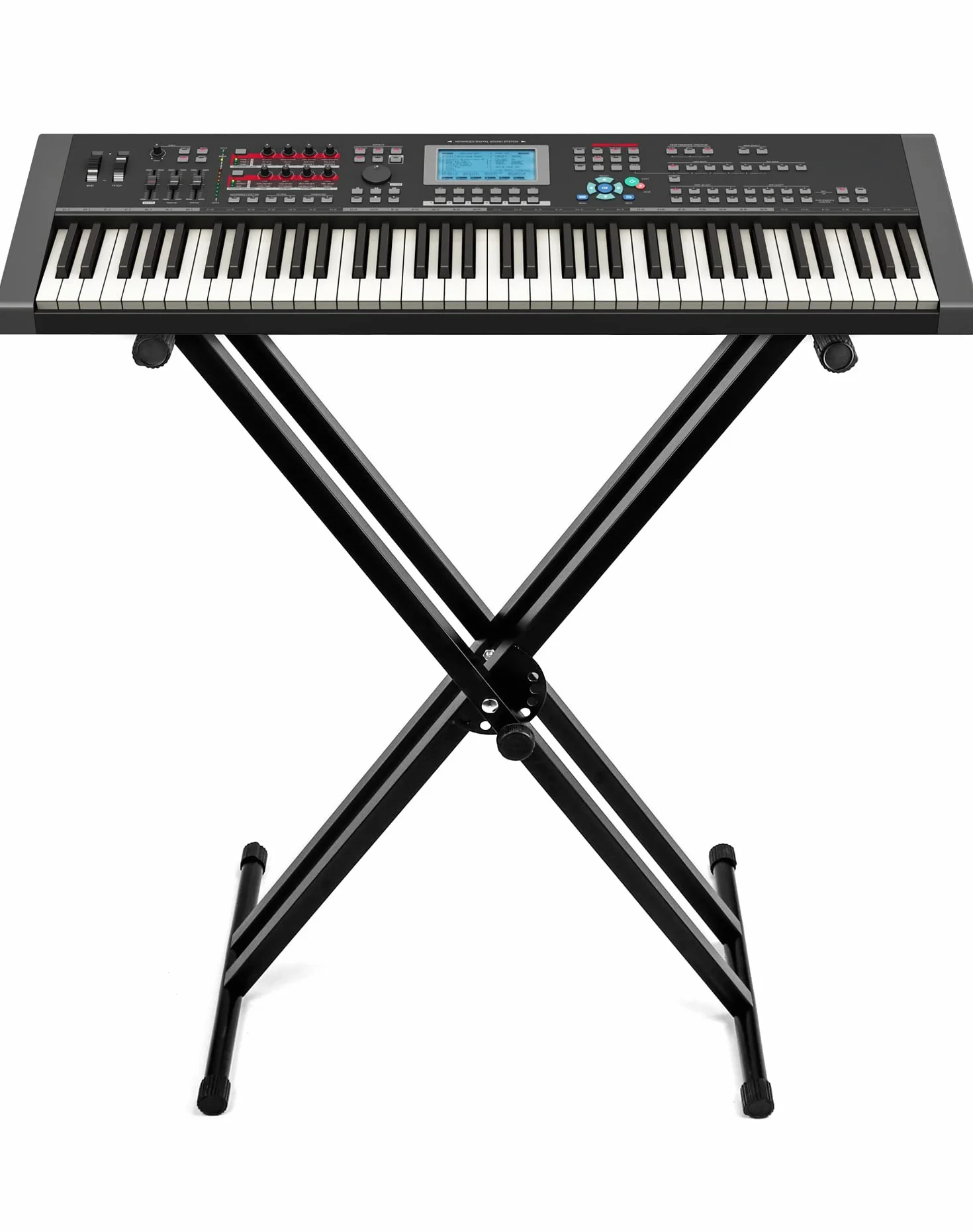 QWORK® Stojak na klawiaturę , stojak na pianino elektryczne, struktura X, 7 poziomów regulacji