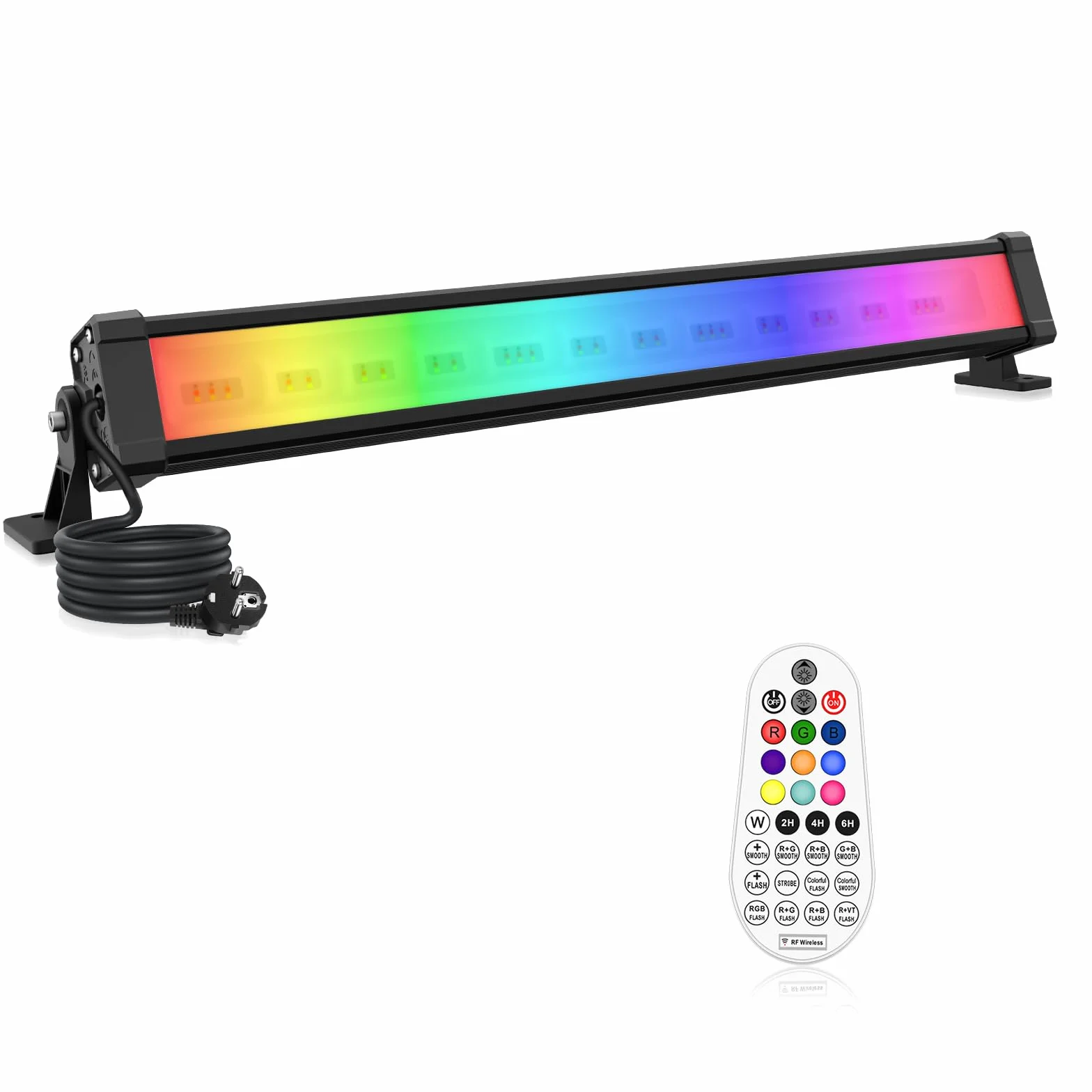 MEIHUA Reflektor RGB 42 W, 10 kolorów, 30 trybów, 6 poziomów jasności, IP66, wodoszczelny, z pilotem zdalnego sterowania, oświetlenie imprezowe, na imprezę, na Boże Narodzenie, Halloween