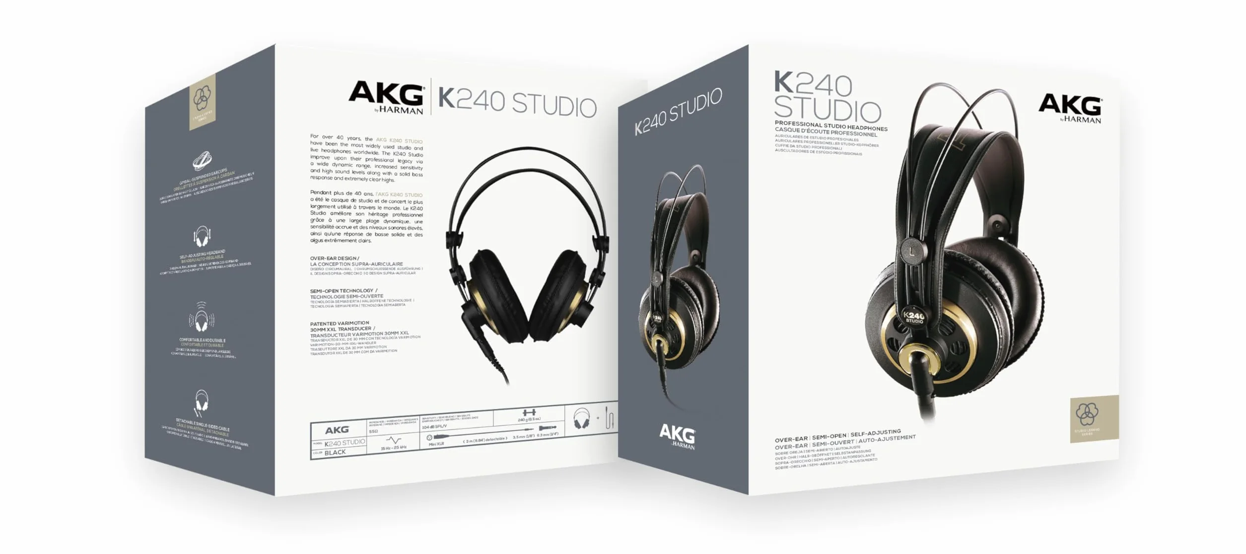 AKG Pro Audio K92 słuchawki nauszne z zamkniętym tyłem, słuchawki studyjne, czarny matowy i złoty