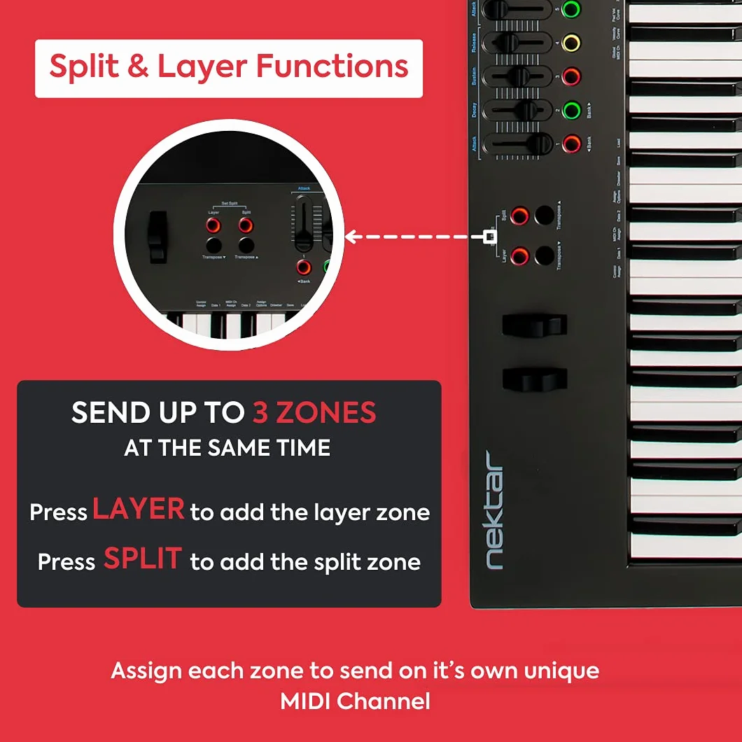 Nektar Impact LX88 + USB MIDI Keyboard Controller with Nektar DAW Integration