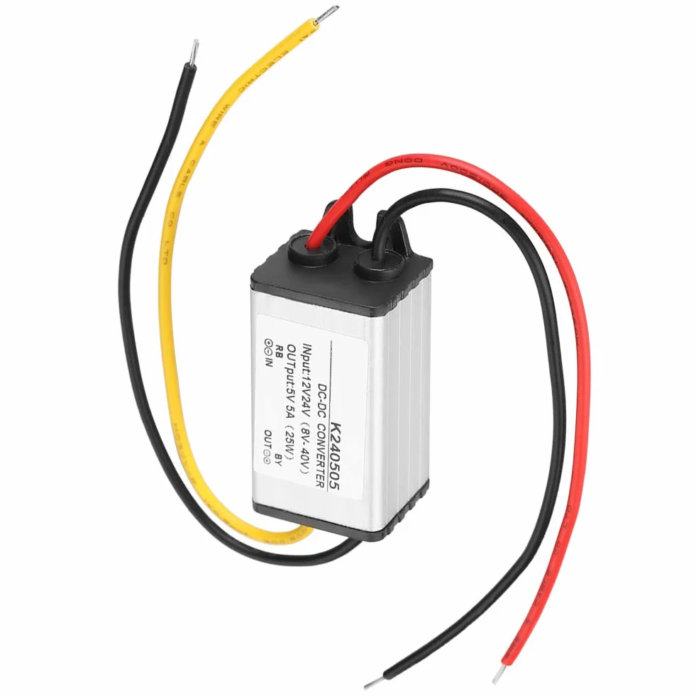 Jadeshay Konwerter prądu stałego, konwerter prądu stałego 12 V/24 V na 5 V, zasilacz 5 A, zmieniacz napięcia konwertera mocy samochodowej, moduł zasilacza regulatora napięcia wysokowydajnego