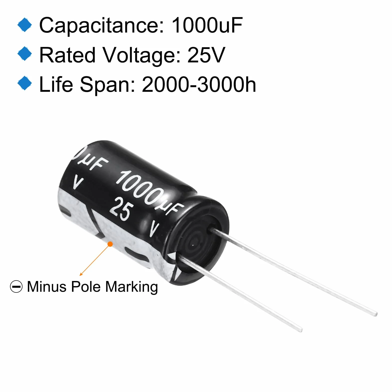 QUARKZMAN 10 sztuk 1000uF 25V Aluminiowe Radialne Kondensatory elektrolityczne, Kondensatory, 10 x 17 mm, do telewizora, VCD, głośników