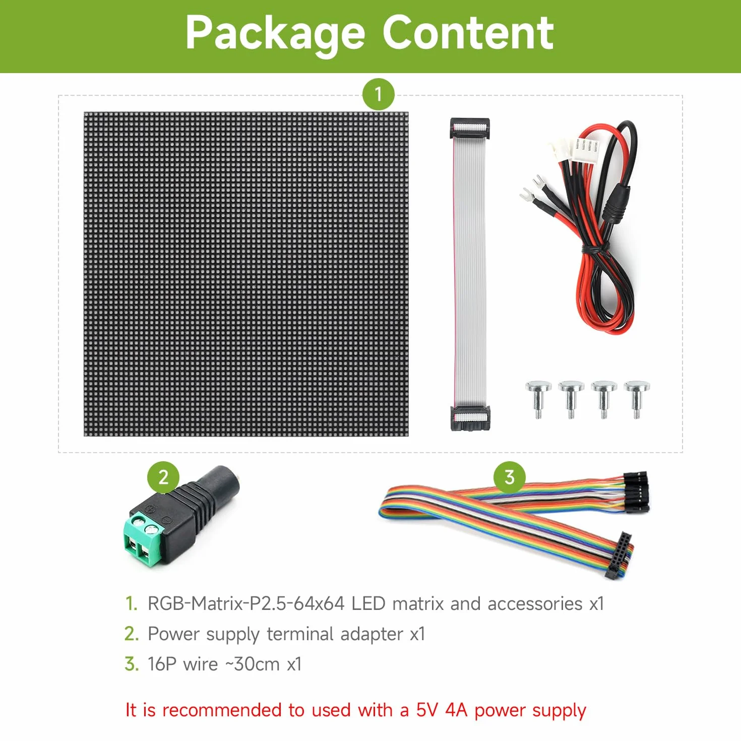 Waveshare RGB Full-Color LED Matrix Panel 2.5mm Pitch 64x64 Pixels Adjustable Brightness Compatible with Raspberry Pi/Pico/ESP32