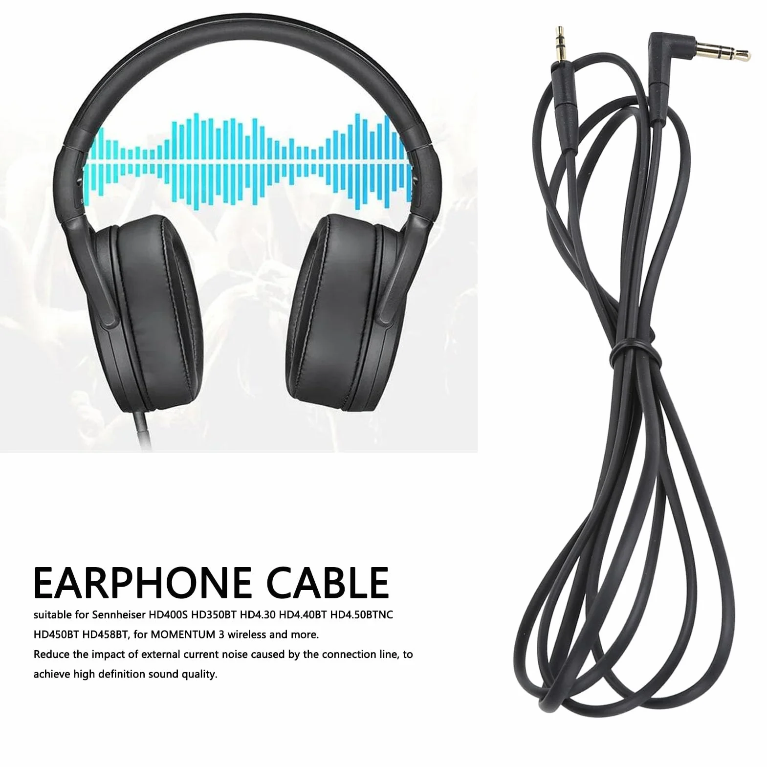 Zapasowy Kabel Audio do Słuchawek HD400S HD4.30 HD4.50BTNC Przewód 4,8 Stopy 2,5 Mm do 3,5 Mm