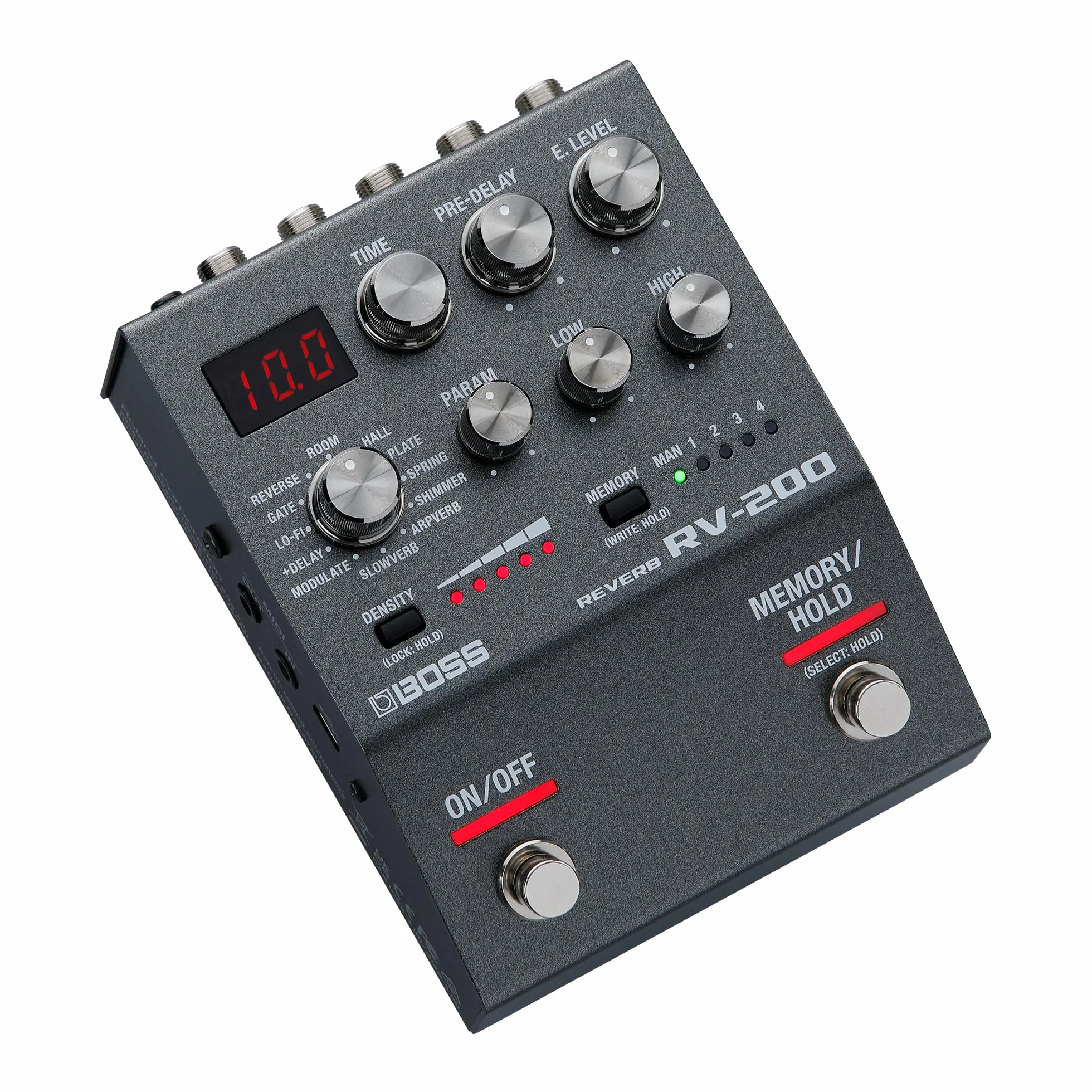 BOSS RV-200 Reverb | Najwyższej Jakości Przetwarzanie Pogłosu w Udoskonalonym Pedale Efektów BOSS serii 200 do Gitary i Innych Instrumentów | 12 Typów Pogłosu, w tym Arpverb | 127 Pamięci Użytkownika