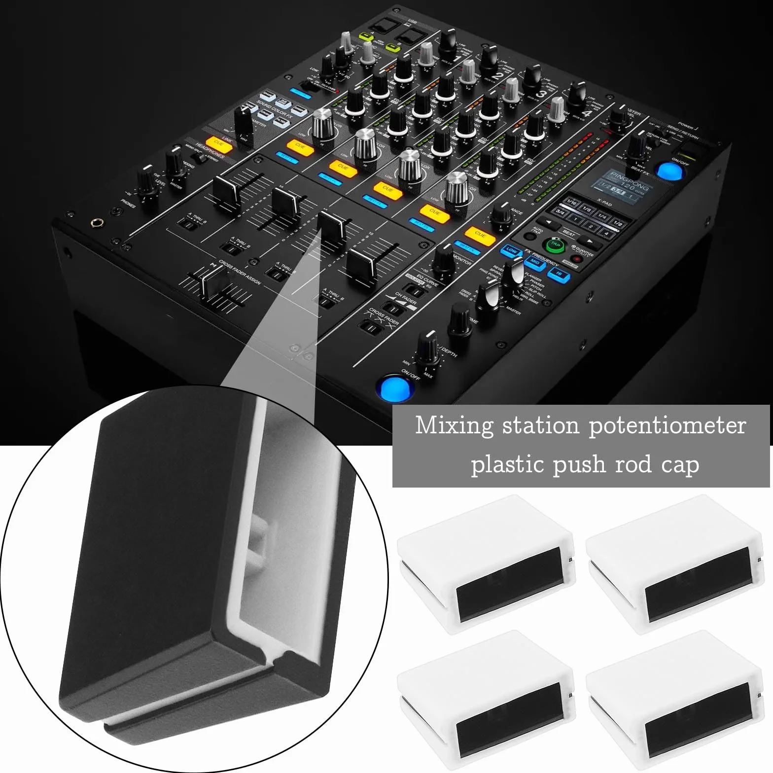 The Lord of the Tools 10 szt. Fader Cap Fader Gałka Suwak Konsola Mieszająca Korektor Fader Cap Kompatybilny z Pioneer DJM350 400 500 700 750 800 850, czarno-biały