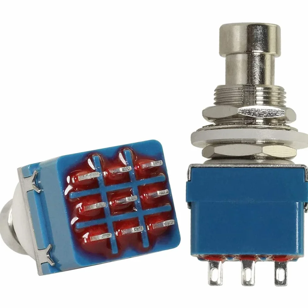 5 szt. 9 pinów 3PDT Effector Button Brush Box True Bypass efekty gitarowe Pedal Box Stomp Foot metalowy przełącznik