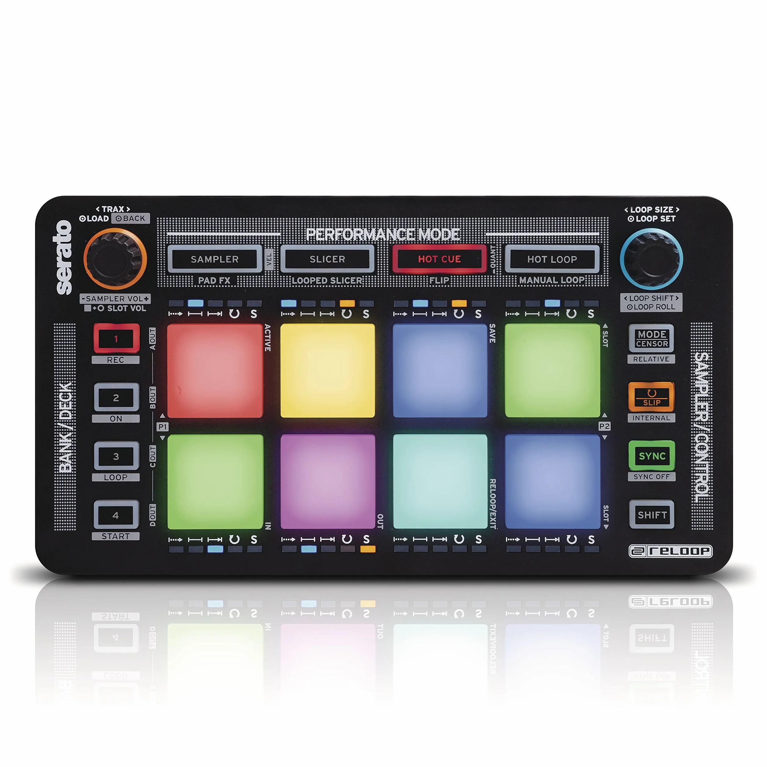 Reloop Neon - Add-On USB DJ Controller z wrażliwymi na prędkość padami perkusyjnymi RGB performance, Plug and Play z Serato DJ Pro, (czarny)