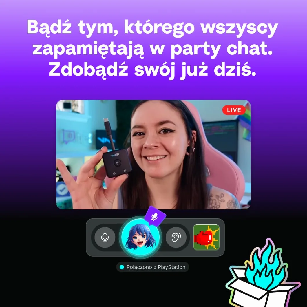 Voicemod Key VMKey Zmieniacz Głosu Soundboard dla Konsol Gamingowych PS5 PS4 XBOX SWITCH2