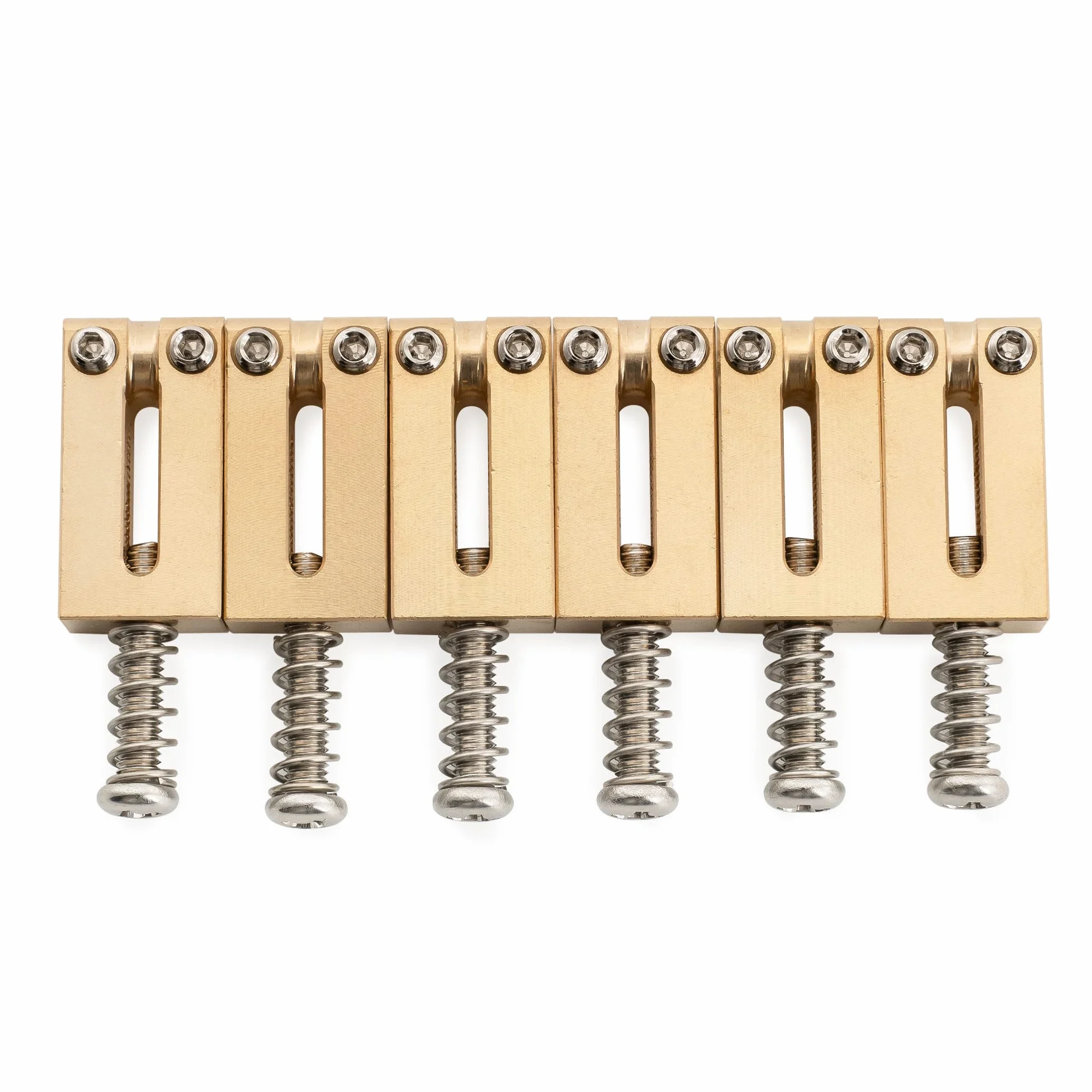 Musiclily Ultra 10,5mm Mosiężne Siodełka Modern Style do Gitary Elektrycznej typu Strat/Tele, Oryginalny Kolor(6 szt.)