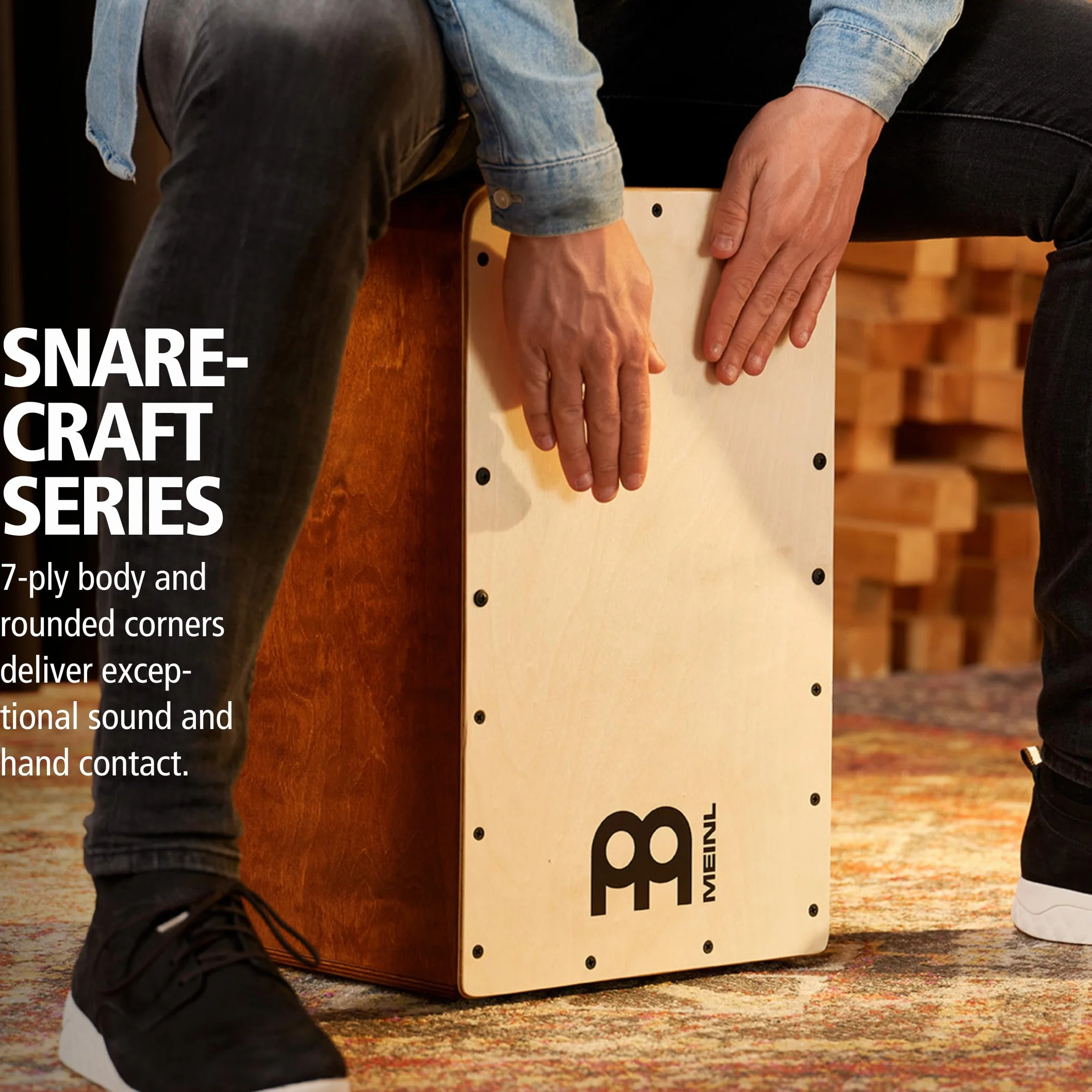 Meinl Percussion Snarecraft Cajon Instrument – Cajon z Dwoma Sprężynami Werblowymi – Panel Przedni Brzoza Bałtycka (SC100AB-B)