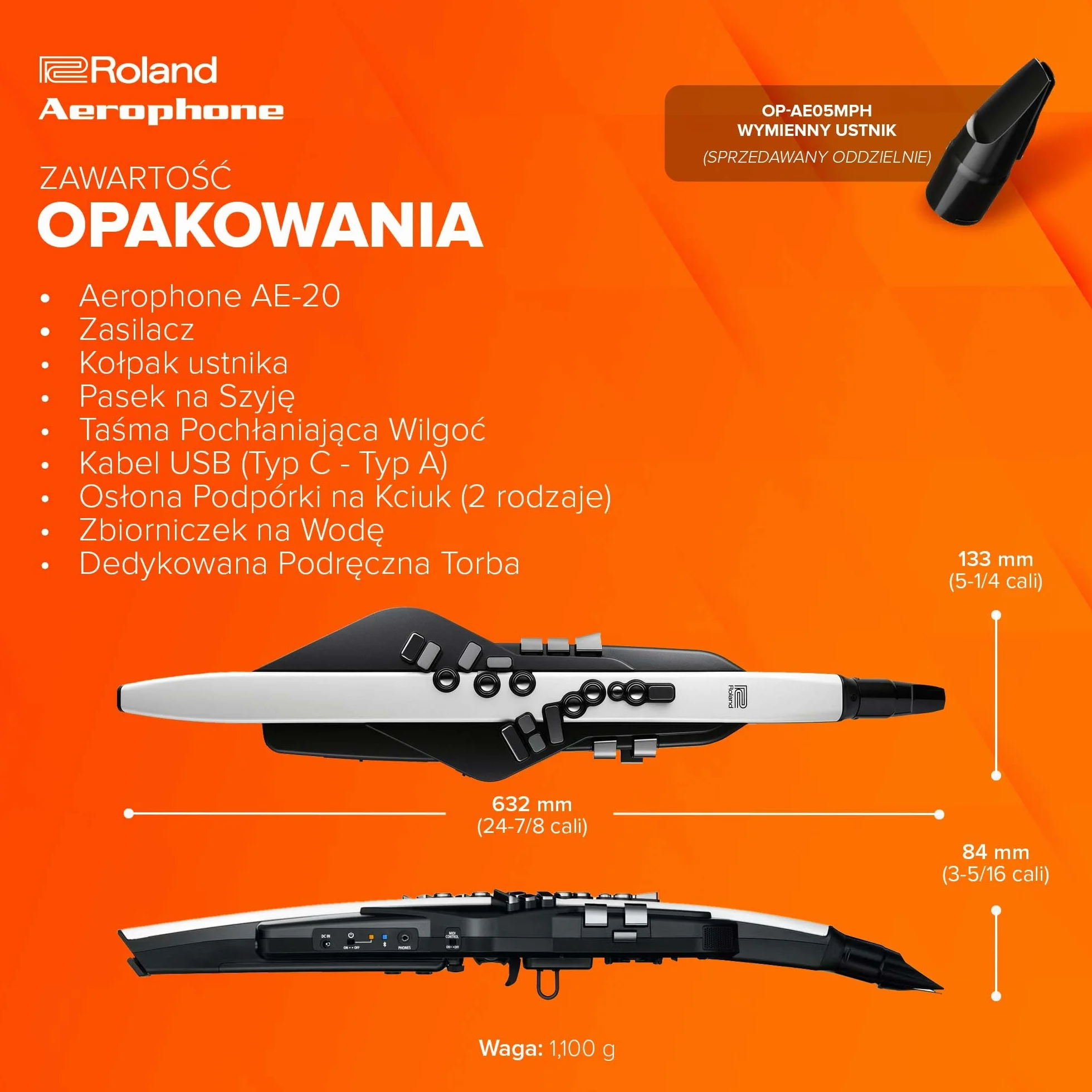 Roland AE-20 Aerophone | Najwyższej Klasy Cyfrowy Instrument Dęty | Brzmienia Akustyczne SuperNATURAL i Zaawansowana Technologia ZEN-Core | Ultra-Responsywna Grywalność | Ponad 250 Brzmień