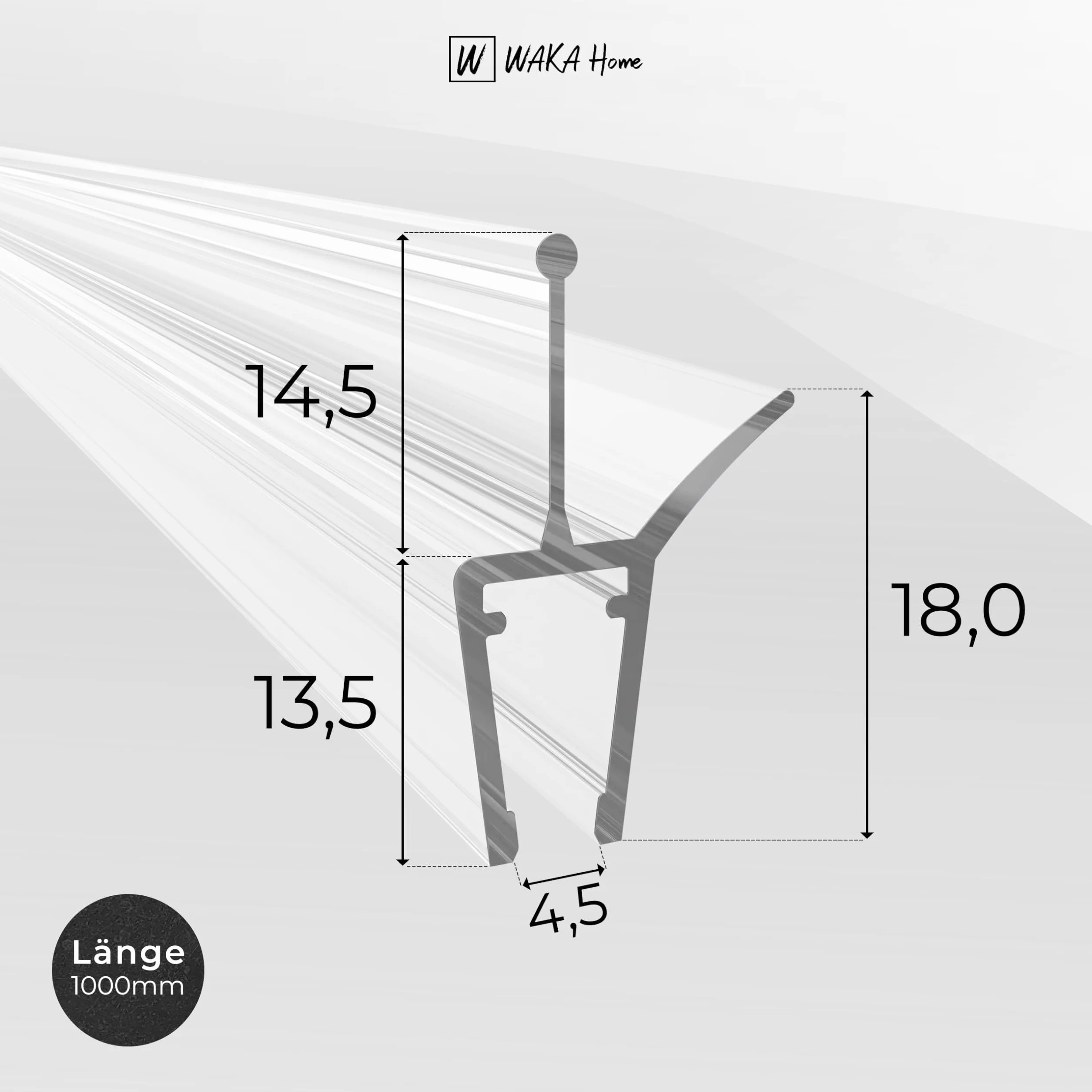 WAKA WAKA Premium Pro I uszczelka prysznicowa do drzwi prysznicowych, optyczna uszczelka prysznicowa, przezroczysta, uszczelka do szklanych drzwi 6-8 mm, 100 cm, do kabiny prysznicowej i drzwi