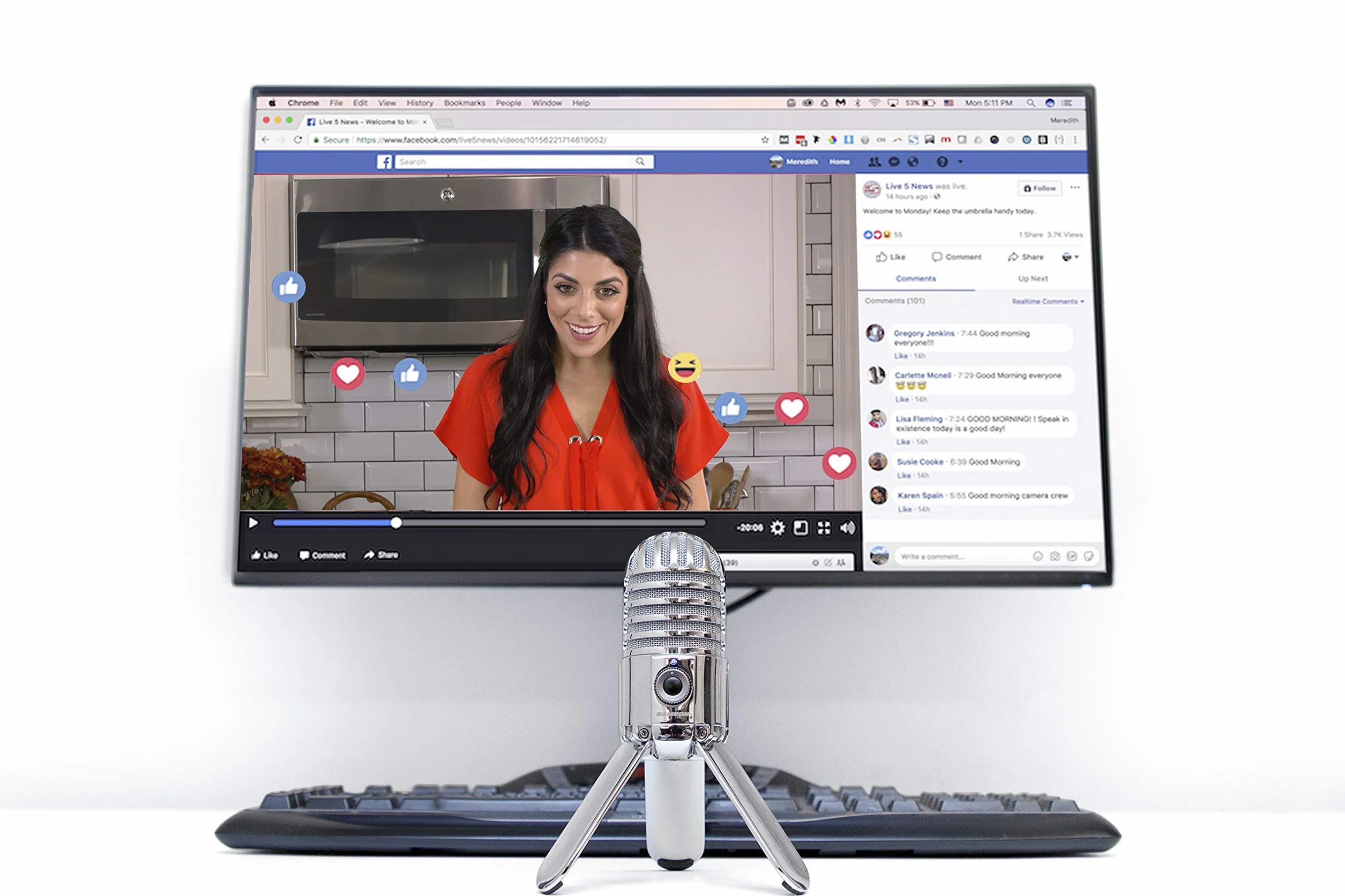Samson Meteor Mic - Portable USB Studio Quality Condenser Microphone - High Performance, General Purpose/Podcast/Gaming/Music Recording Microphone, 16-bit, 44.1/48kHz resolution, Silver Chrome