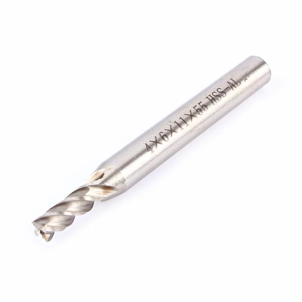 Yosoo Health Gear 4 mm 4 rowki zestaw frezów trzpieniowych z prostym chwytem końcowym narzędzie do drewna stalowego żelaza, 1 sztuka