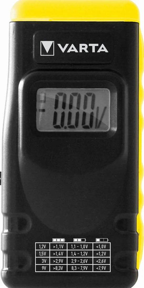 Varta 646 Cyfrowy Tester Baterii, Czarny/Żółty, 3.99 x 1.55 x 8.99 cm