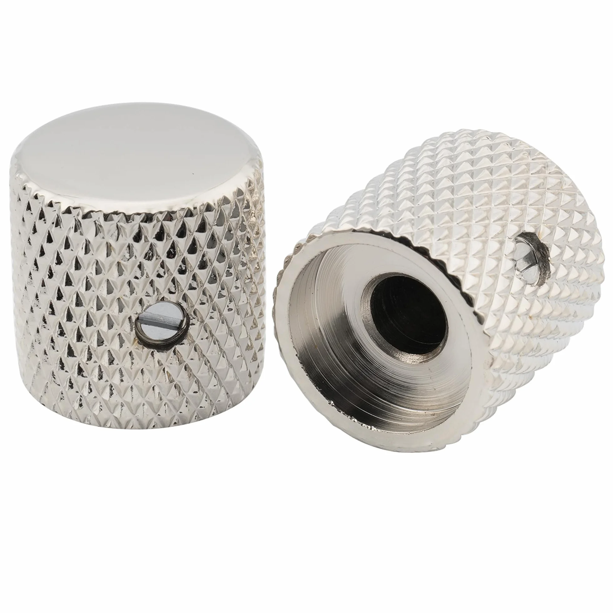Musiclily Pro 1/4" Wciskane Stalowy Gałka Dome Flat Top na śrubkę Złącze Uniwersalny do Gitar Elektrycznych i Basowych, Nikiel(2 szt.)