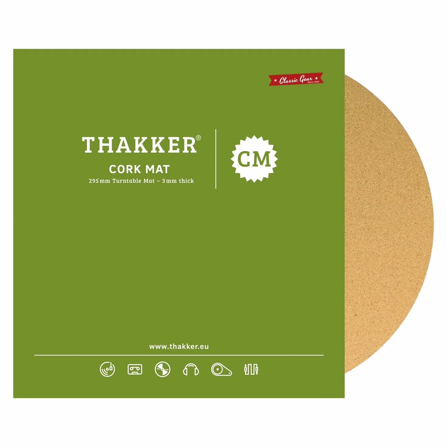 THAKKER Cork Mat - Podk³adka pod gramofon wykonana z najlepszego korka - Naturalna | 3mm grubo¶ci | 295mm ¶rednicy | dla gramofonu 12'.